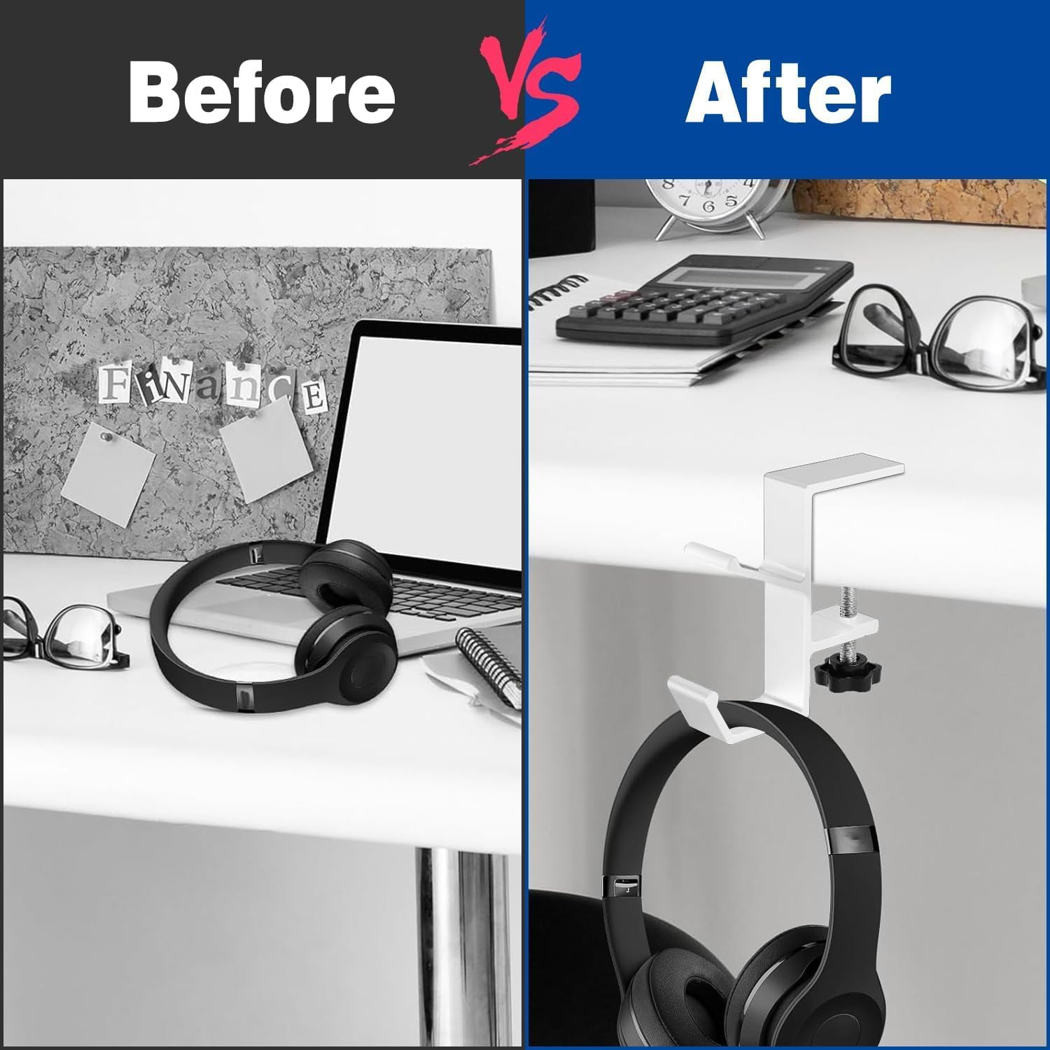 Xinghonyac 2 Pcs Desk Handbag Hanger, Adjustable Table Hanger Hook, Desk Purse Holder, Handbag Storage Hooks, Schoolbag Hook, Desk Hook Backpack Holder (Black) image number 1