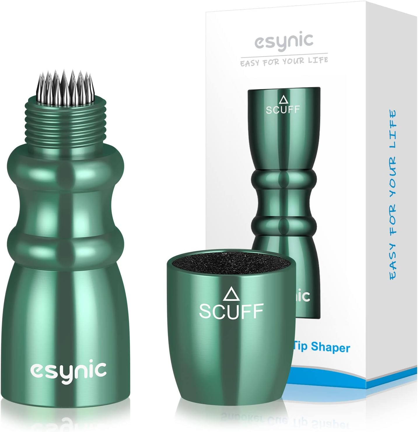 Esynic Professional Pool Cue Tips Shaper 3 in 1 Cue Tips Shaper Tool Billiard Cue Tips Shaper Set Stainless Steel Cue Shapers Billiard Pool Cue Accessories Tool Gifts-Shaper, Scuffer, Aerator