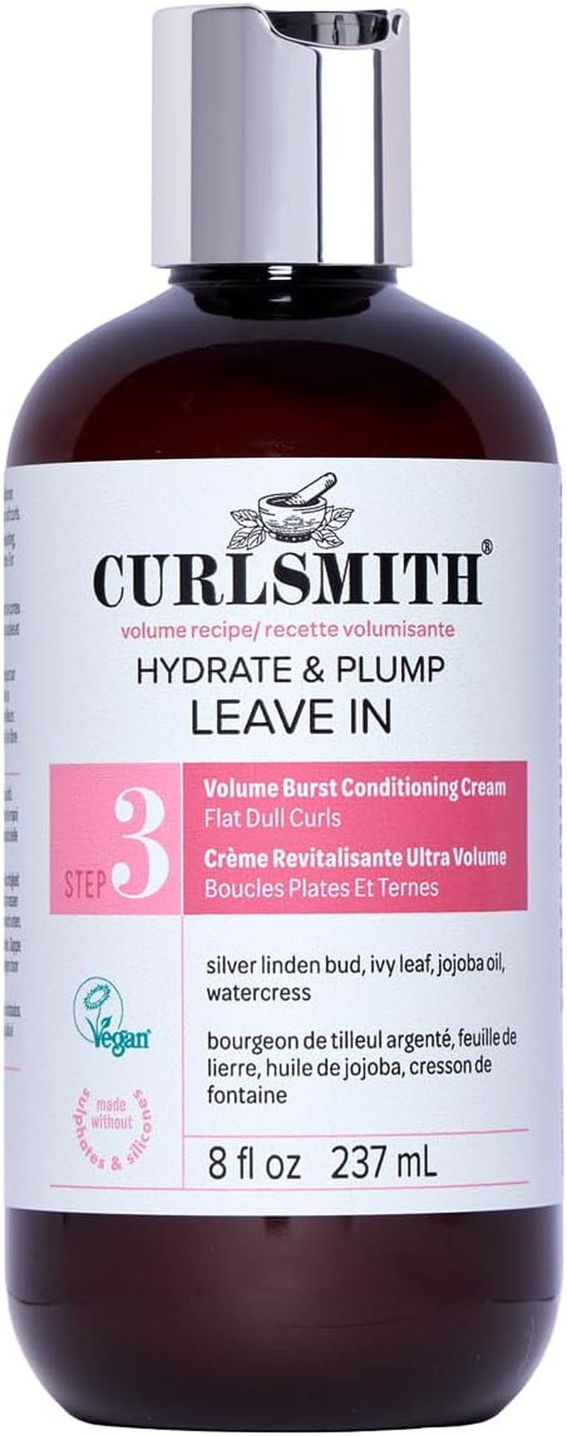 CURLSMITH - Hydrate & Plump Leave in Hair Conditioner, Volumizing and Nourishing for Wavy, Curly or Coily Hair, Vegan (237Ml/8Fl Oz) image number 6