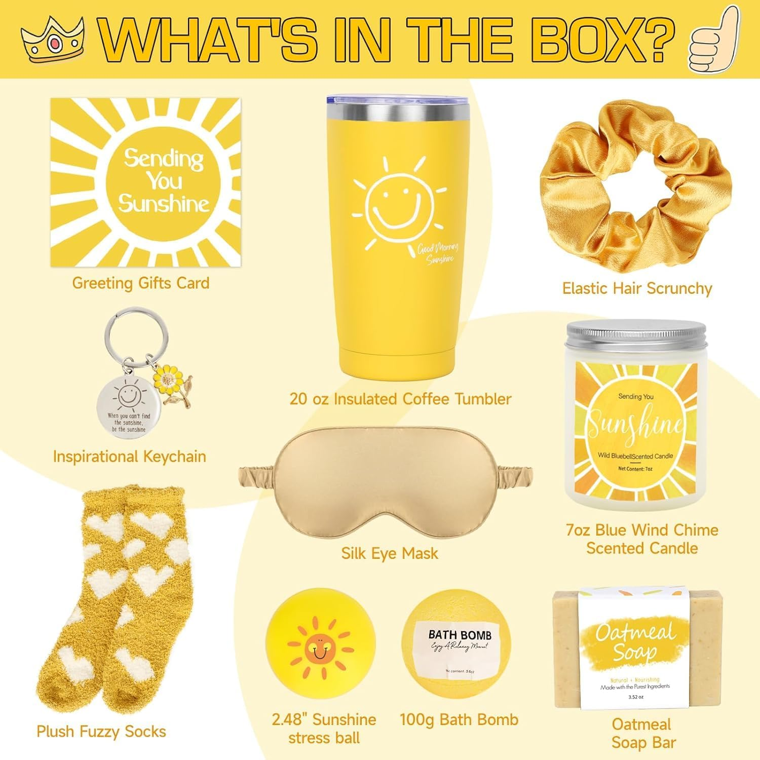 Birthday Gifts for Women &ndash; Sunshine Care Package Gift Hamper with 10 Thoughtful Items &ndash; Unique Gifts for Girl Friend, Cheer up & Self Care Box image number 5