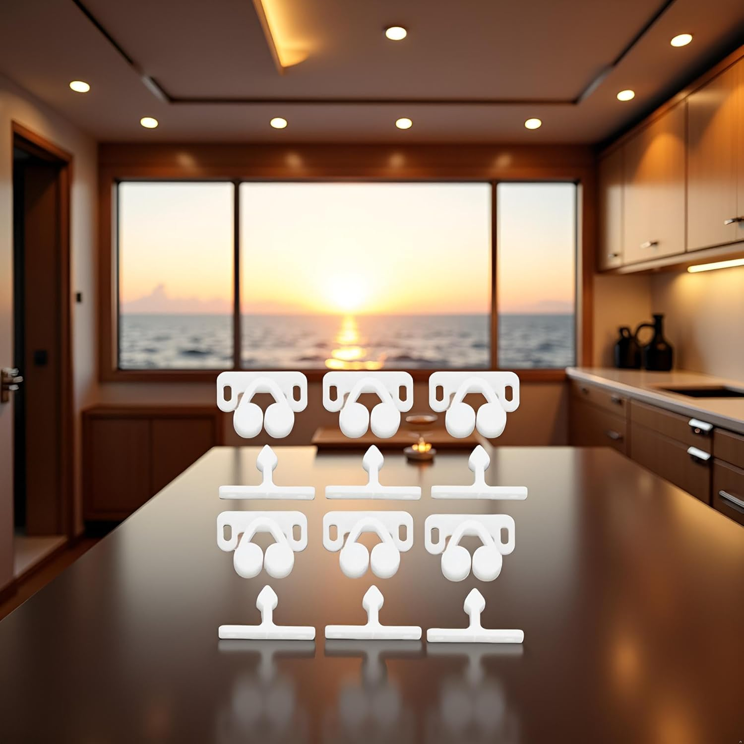 Jinshining 6Pcs White Marine Boat Ball Catch Door Cupboard Spring Cabinet Catch Boat Door Latch Back Plates Roller Latch Plastic Catches Cabinet Hardware Catches image number 6