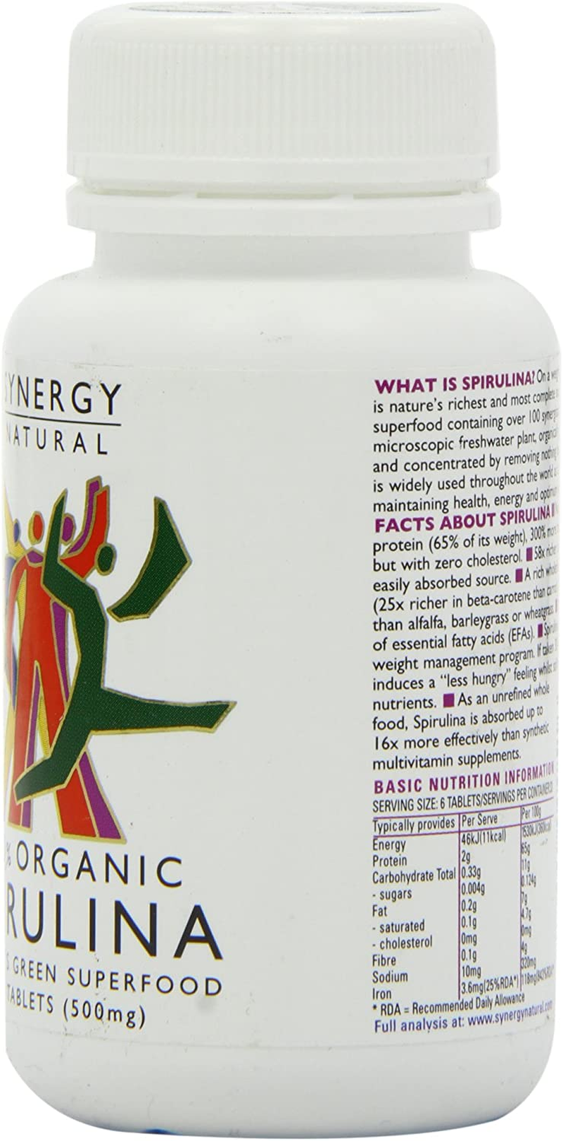 Synergy Natural Organic Spirulina 100 Tablets 500Mg image number 3