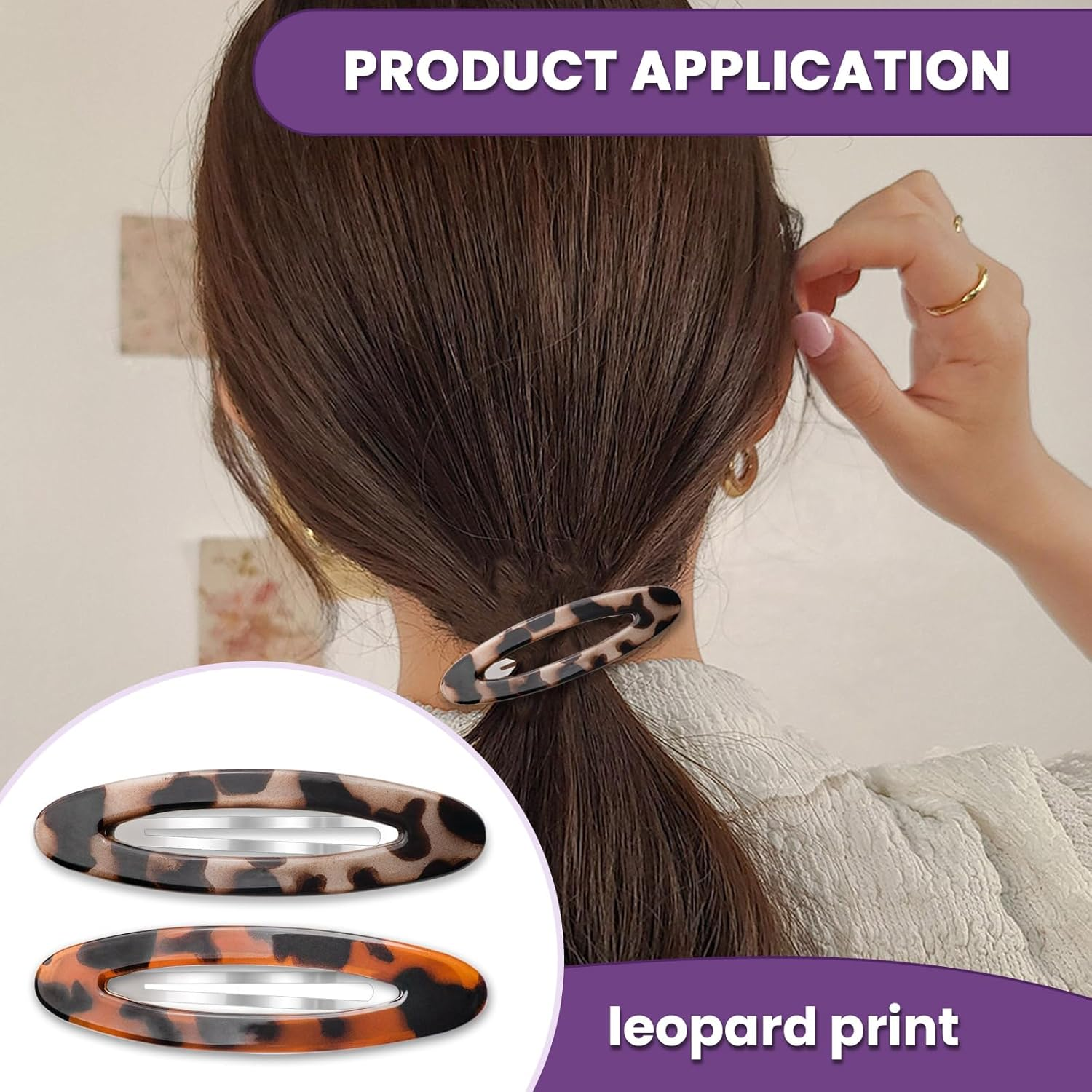 14 Pcs Oval Snap Hair Clips Non-Slip Large Snap Hair Clips Matte Glossy Snap Hair Clips Oval Hair Barrette Hair Accessories for Thick Thin Fine Hair Women Girls (3.5Inch) image number 5