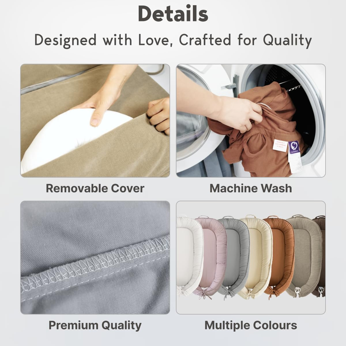 Coocoobaby Infant Lounger, Baby Nest Cover for Baby Girls & Boys, Newborn Essentials for Baby 0-12 Months, 100% Cotton Breathable, Co Sleeper Portable Travel Bed (Spring_Green) image number 5