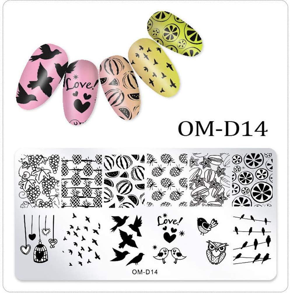 WOKOTO 5Pcs Nail Art Plates Stamping Set Fruit Animal Cat Panda Mandala Image Design Plates Stamping Nail Art Kit image number 5