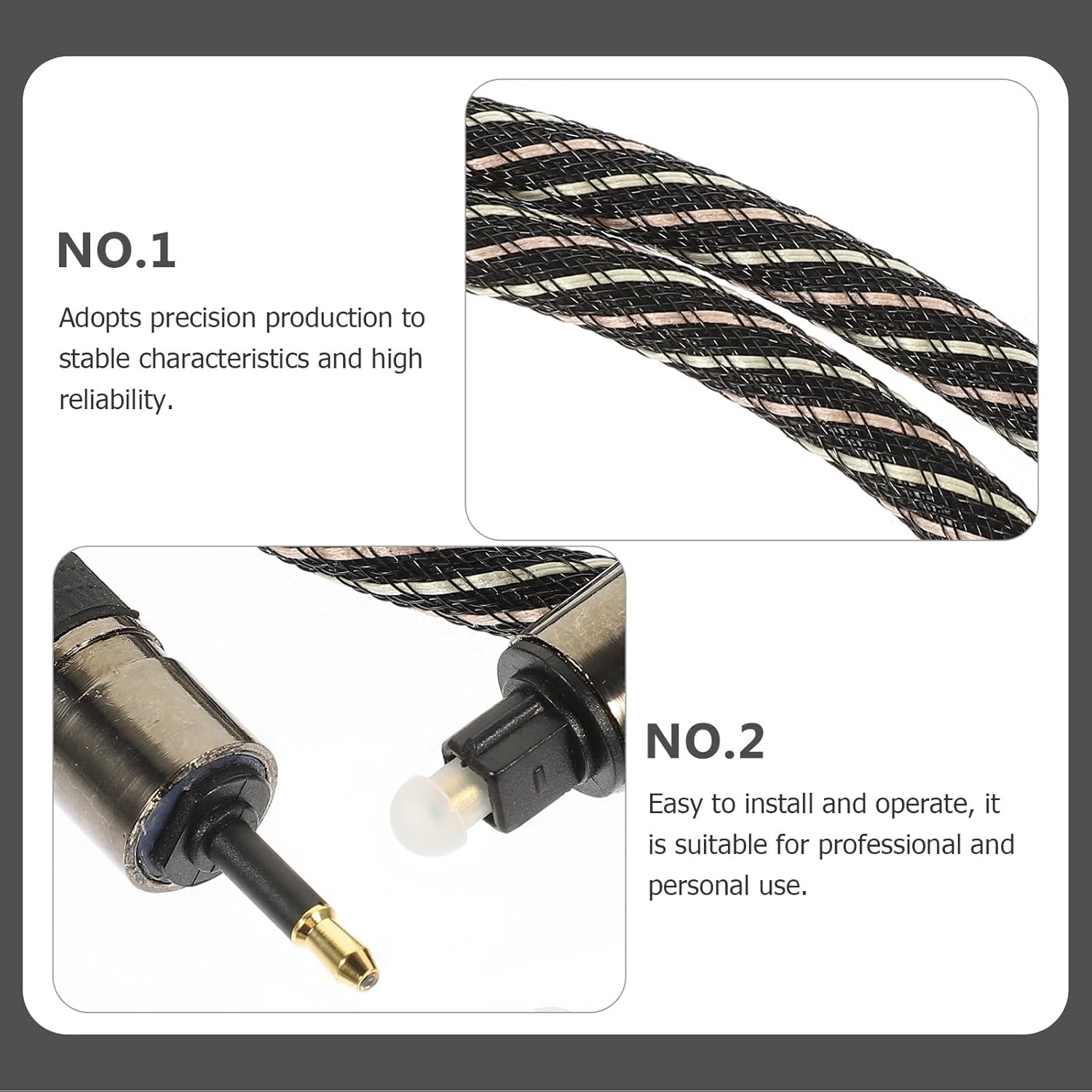 DOITOOL Optical Audio Cable 1.5M Square round Digital Fiber Audio Cable for Tv Sound Bar Home Theater image number 6