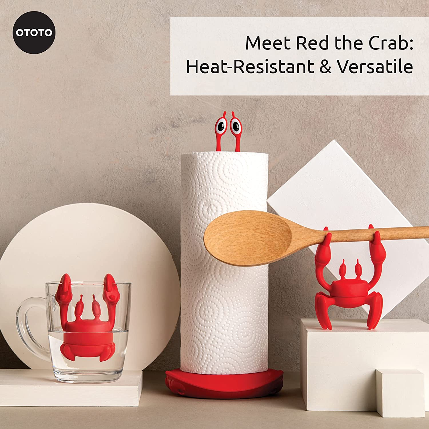 RED Crab Spoon Holder & Steam Releaser by OTOTO image number 1