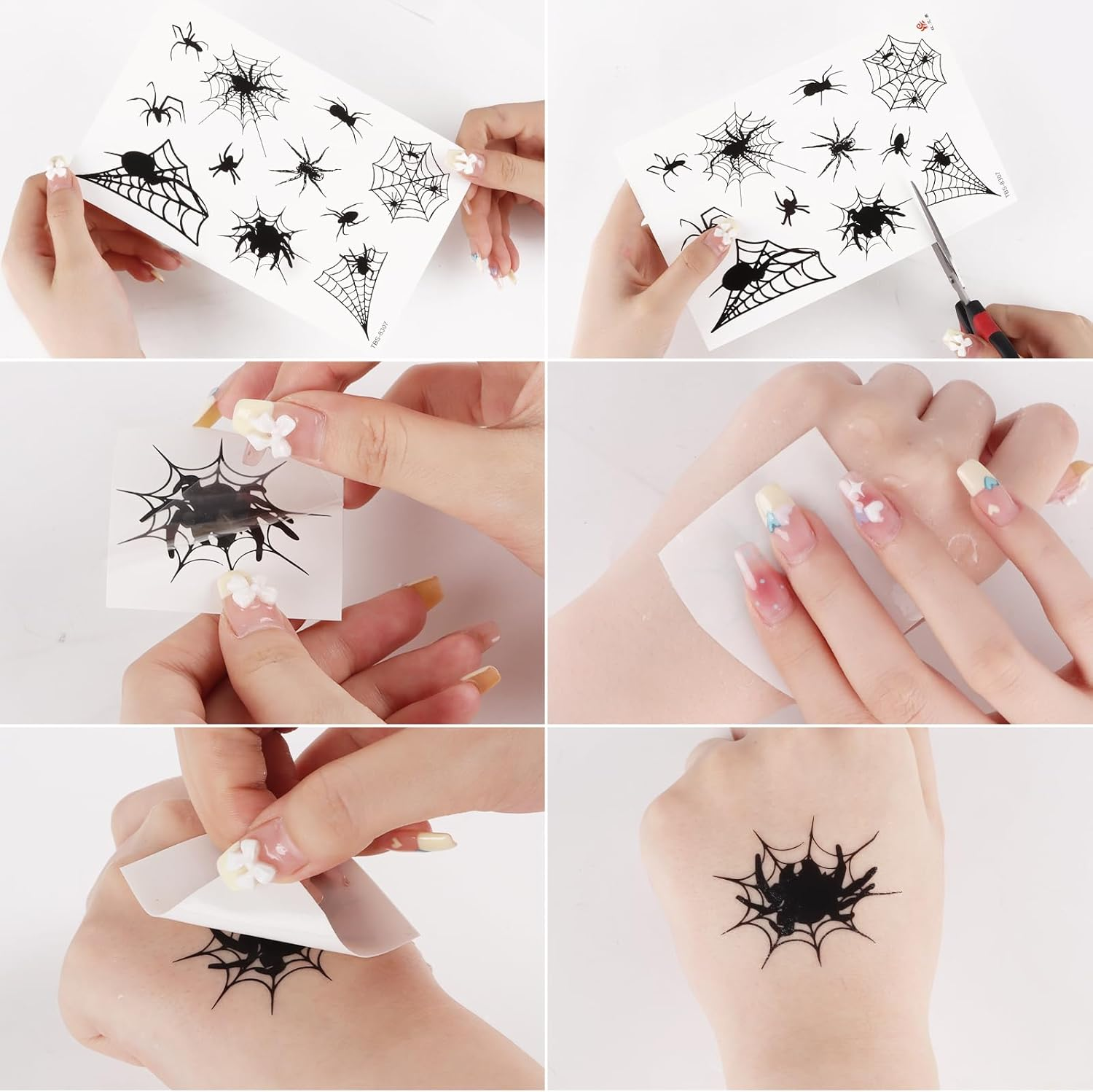DERAYEE Halloween Face Tattoo, 6 Sheets Temporary Spider Tattoo, Face Tattoo, Women Men Children Body Face Tattoos for Halloween Carnival Party Decoration Cos Makeup