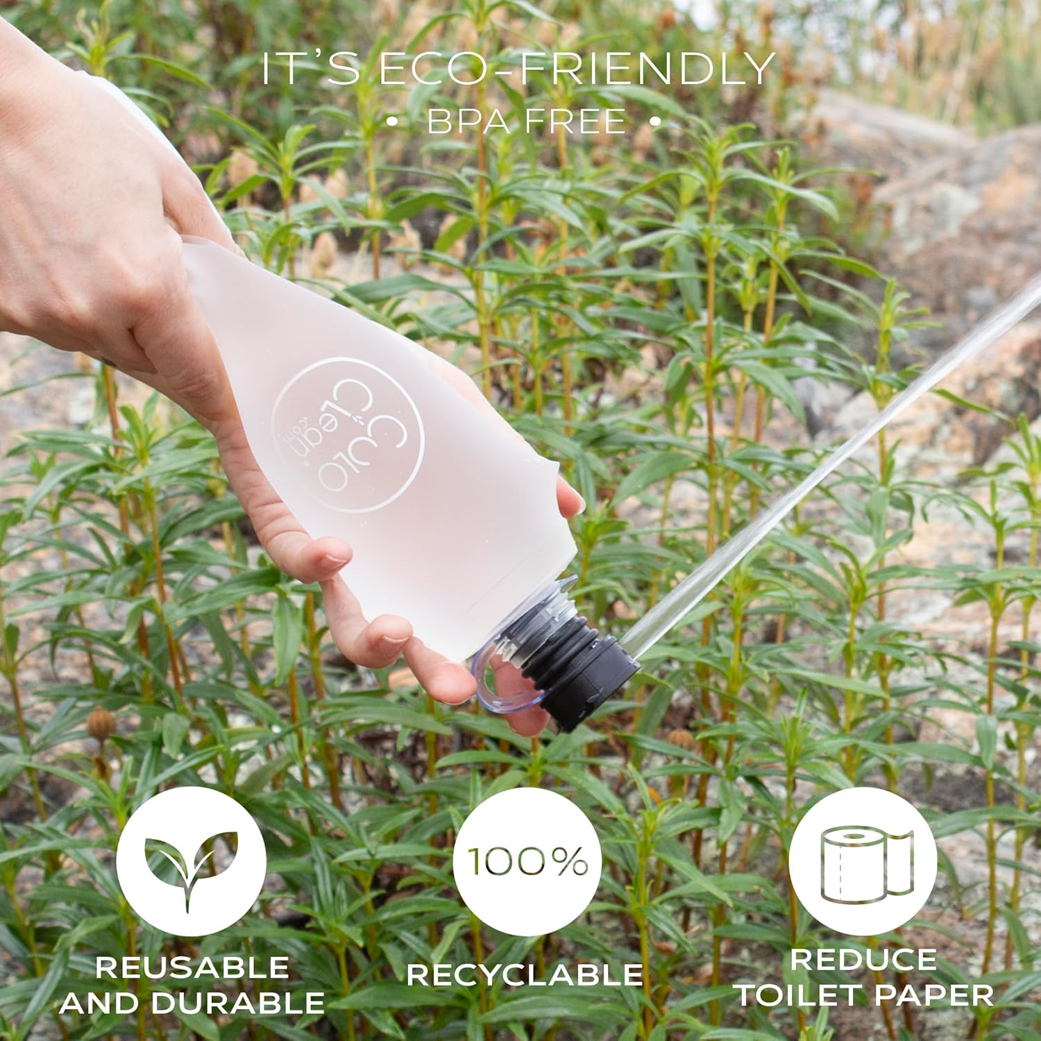 Culoclean Portable Bidet with Flexible Bottle (500Ml, 16.9 Fl Oz) - Ideal for Travel, Hiking, Toilet or Camping. Ultralight (34G, 1.2 Oz). Includes Culoclean (Black), Flexible Bottle, and Hanger image number 2