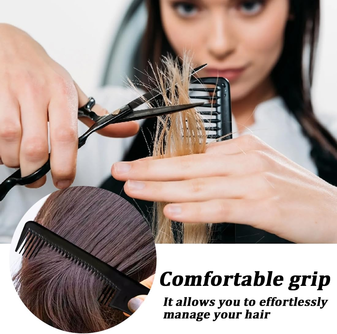 Black Hairdressing Handle Comb with Metal Fork and Fine Teeth, Professional Styling Combs, Hairdressing Comb, Afro Comb, Hairstyle Comb, Hairdressing Styling Tool, Antistatic, Multifunctional image number 3