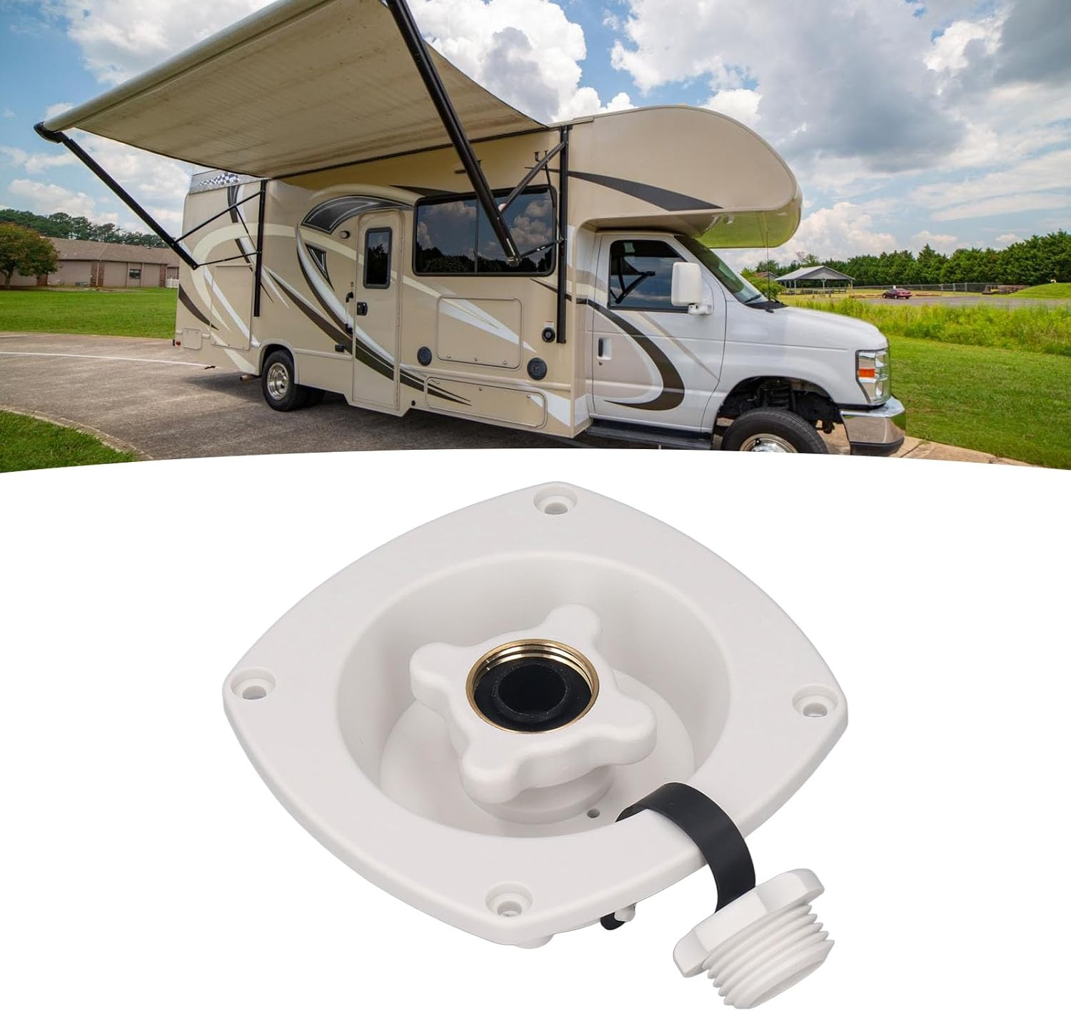 Rv City Water Inlet, Rv Water Entry Pressure Regulated Metal City Inlet Wall Mount Inlet Pressure Regulated for Trailer Boat Entry Quick Connector with Camping (White) - Black image number 4