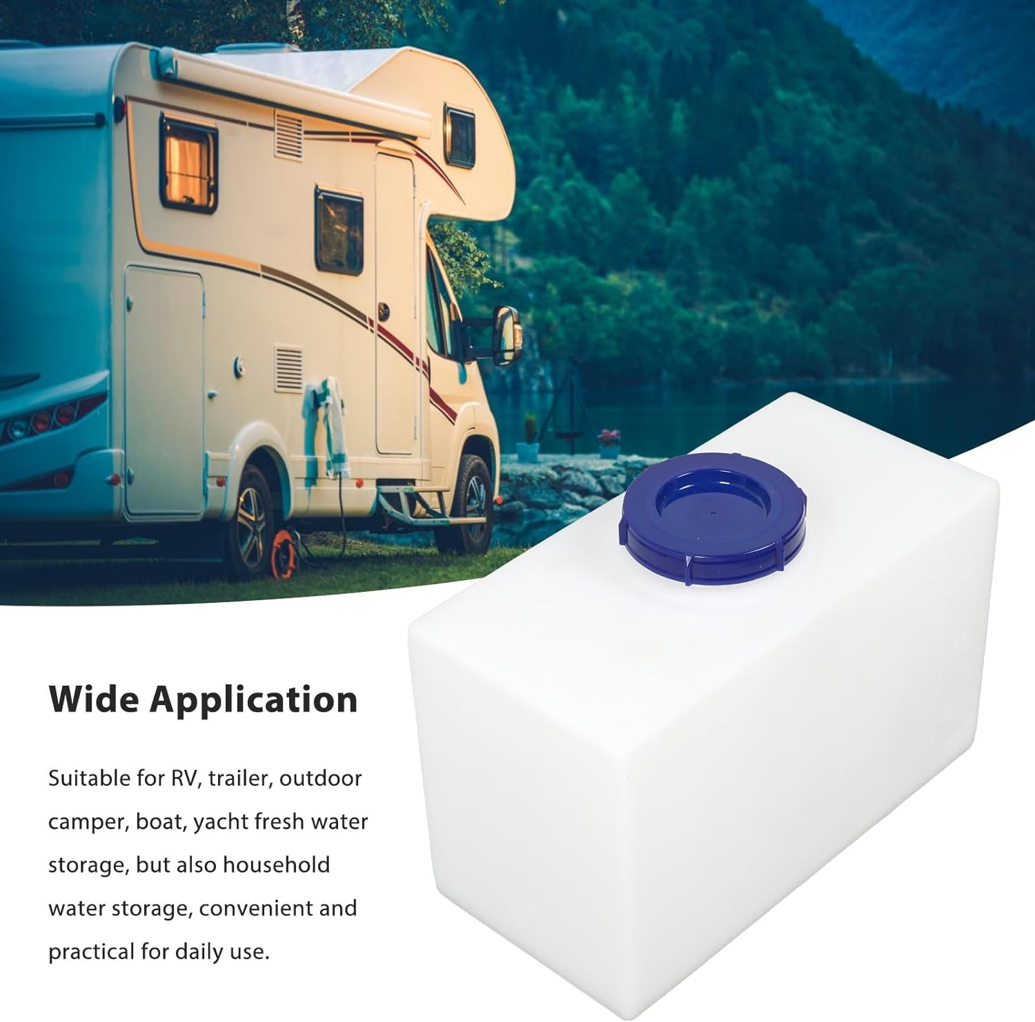 5 Gallons RV Fresh Water Tank for Drinking and Potable Water, Fresh Water Holding Tank, 100Mm Large Diameter Water Inlet, High Impact LLDPE Material, for RV, Trailer, Boat, Yacht image number 6