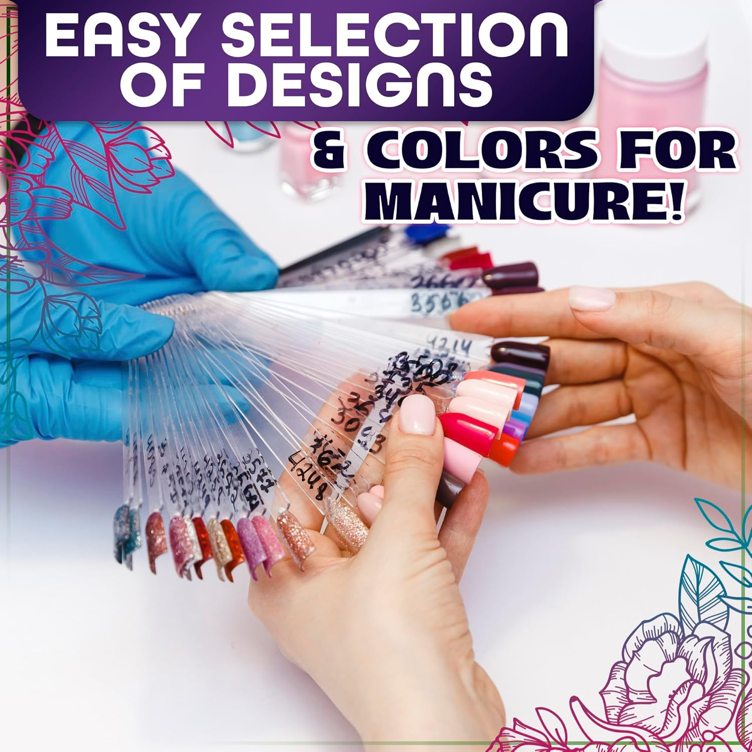 4 Sets Total 200 Tips - Transparent Nail Art Practice Finger Clipper Nail Art Polish Display Stick image number 1