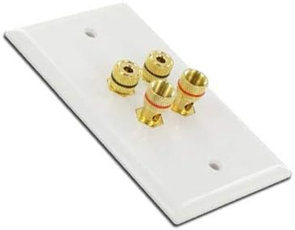 Selby Budget 2 Speaker Cable Wall Plate Wallplate DIY Home Theatre Hi-Fi White image number 4