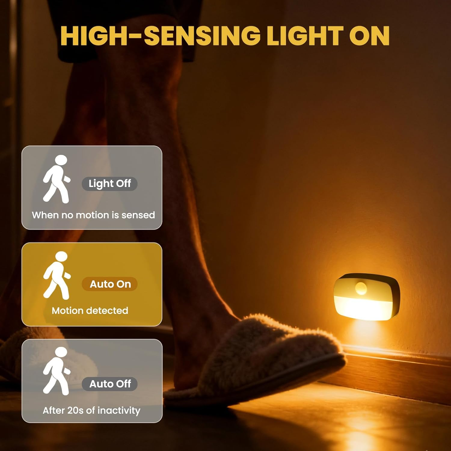 Tobebright Motion Sensor Light Indoor, Battery Powered Led Night Light, Stick on Stair Lights Wall Lights for Hallway, Step, Bathroom, Closet, Bedroom (Warm, 6 Pack) image number 2