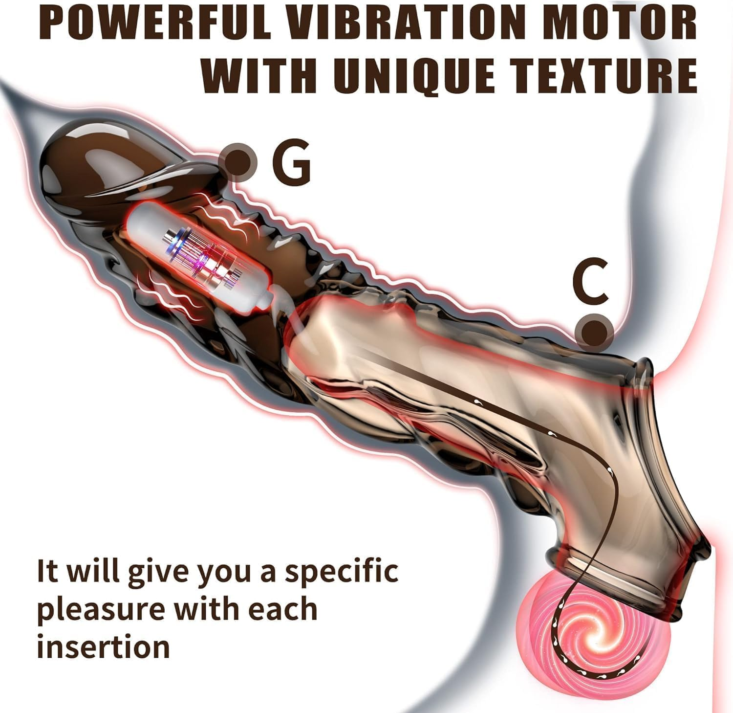 CTFIVING Reusable Vibrator Penis Sleeve with Cock Ring Realistic Silicone Cock Black Clear Penis Extender Male Sex Toy,Ultra-Soft Penis Ring Sex Toys for Men and Couple Play