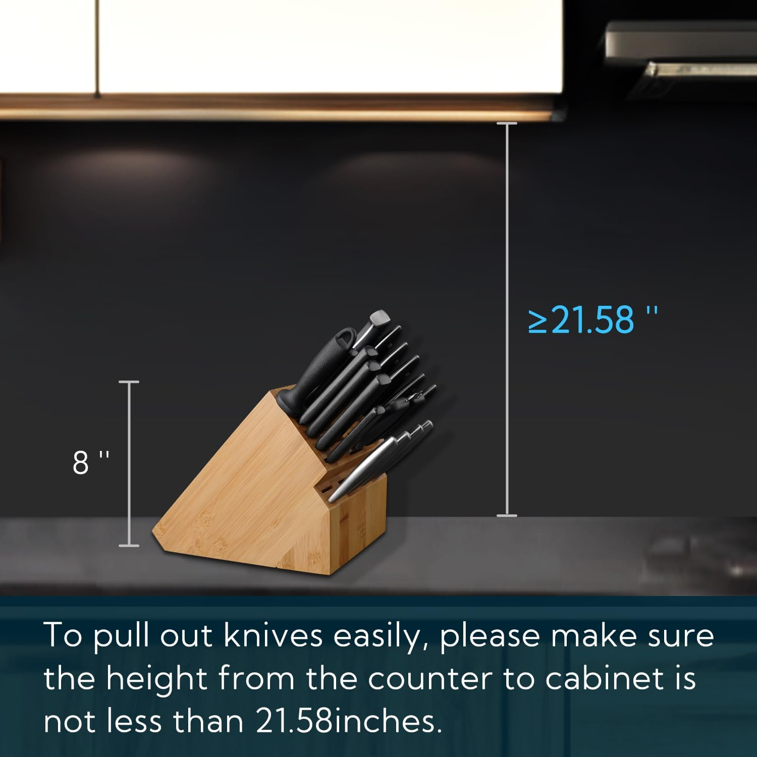 KITCHENDAO Deluxe 20 Slot Bamboo Knife Block without Knives, Countertop Butcher Block Kitchen Knife Stand, Hold Multiple Large Blade Knives, Wider Slots for Easier Storage image number 1