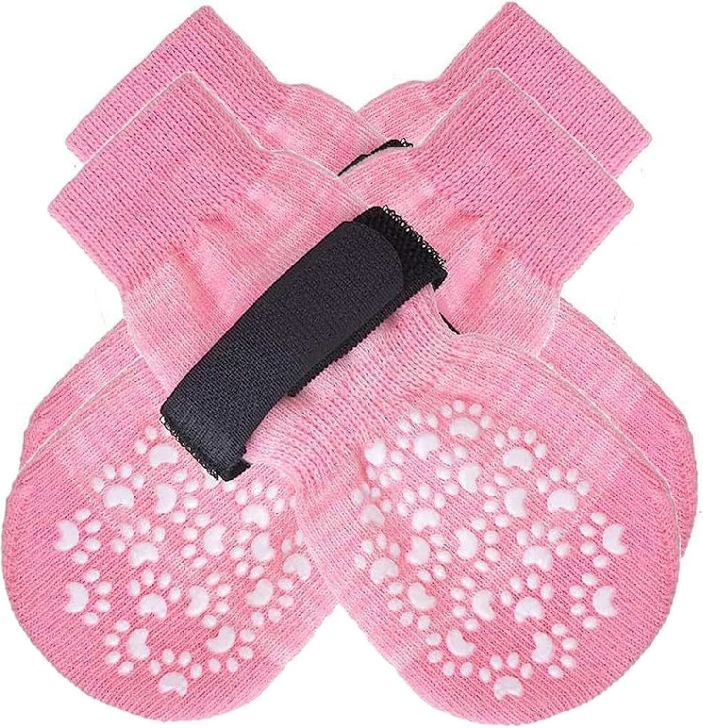 4 PCS Premium Non-Slip Dog Socks for Hardwood Floors &ndash; Anti-Slip Breathable Socks with Extra-Thick Grips & Straps&ndash; Stops Licking, Prevents Slipping & Protects Paws - Ideal for Dogs (Brown, L)