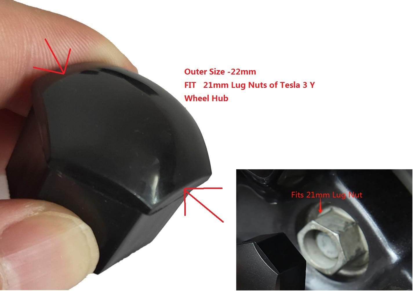 Tesla Model 3 Wheel Cap Kit - Aero Wheel Cap Kit, Compatible with Tesla Model 3, S & Y - 2.22 Inch Dia Wheel Center (4 Hub Center Cap + 20 Lug Nut Cover) image number 6
