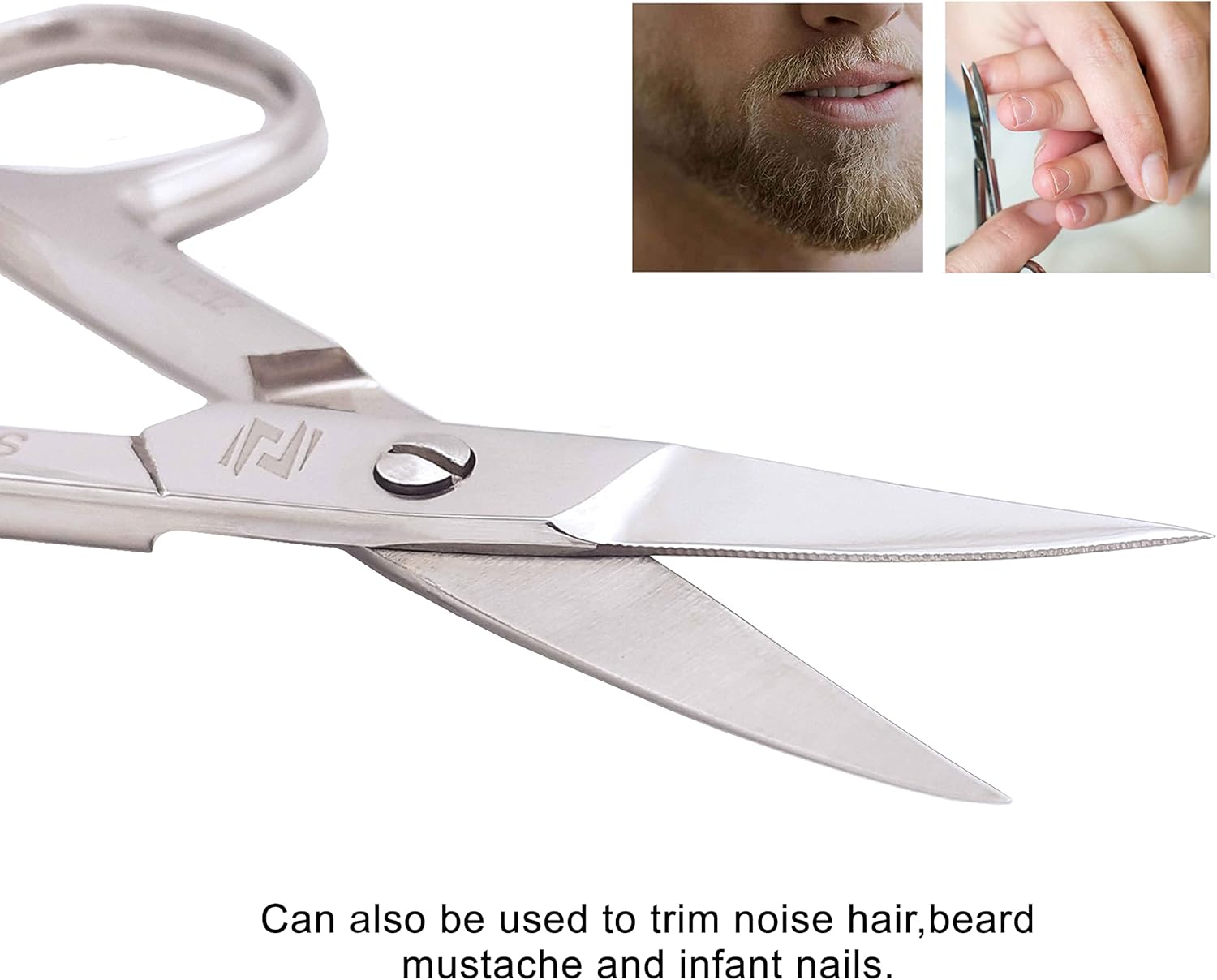 ZIZZLON Nail Scissors Curved Micro Serrated Stainless Steel Eyebrow Scissors for Eyelash, Mustache, Beard, Nose Hair, Toenail &ndash; Pedicure, Manicure Scissors for Men and Women image number 5