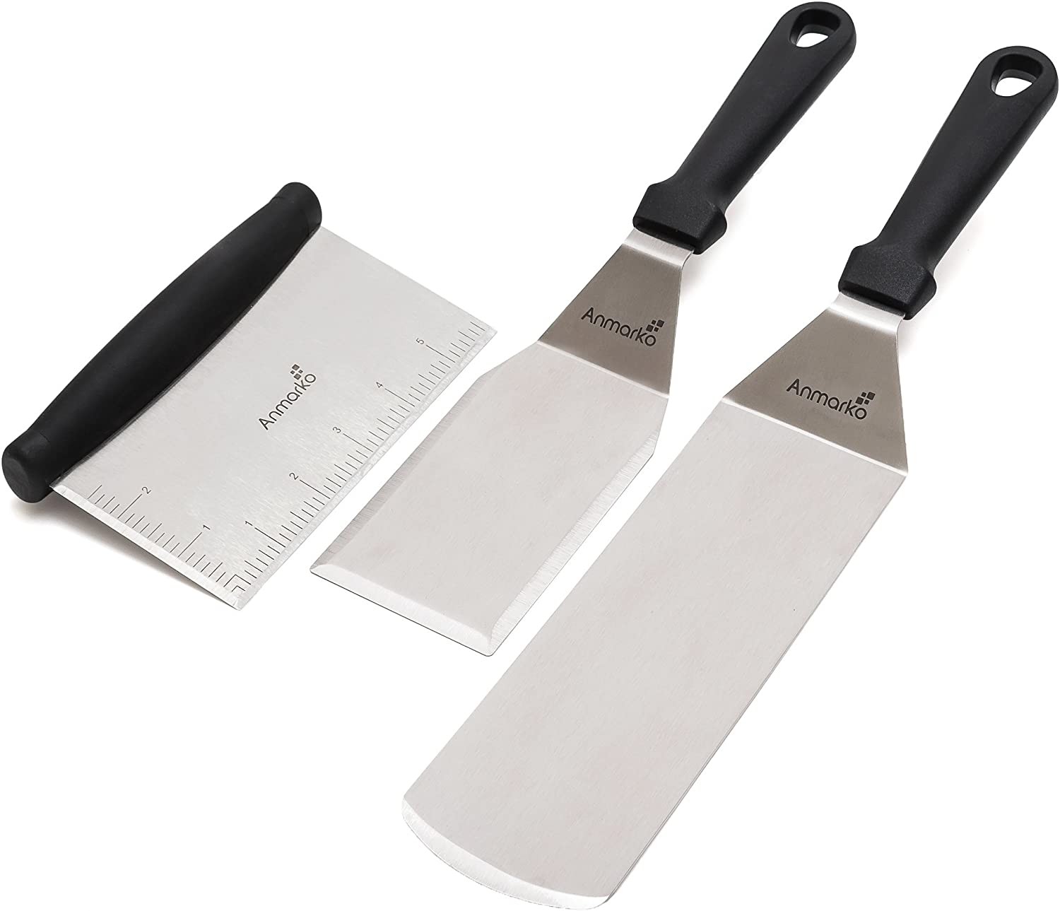 Professional Griddle Spatula Set - Stainless Steel Metal Spatula and Griddle Scraper - Heavy Spatula Griddle Accessories Great for Cast Iron Griddle BBQ Flat Top Grill - Commercial Grade