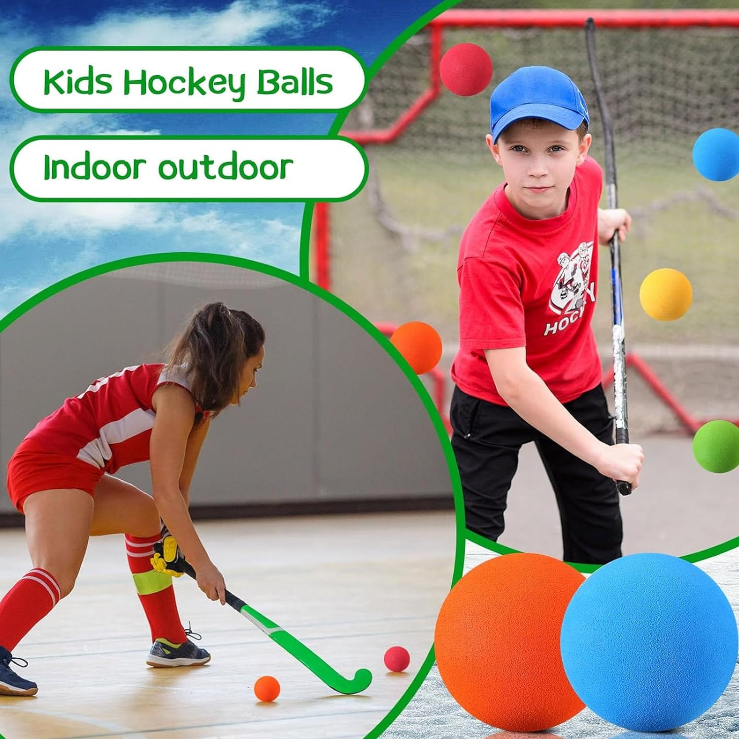 10Pcs Foam Mini Hockey Balls for Kids Indoor Training, Colorful Soft Foam Ball Sports Assorted Colors, 2 Inch Floor Balls for Mini Stick Nets Party image number 3