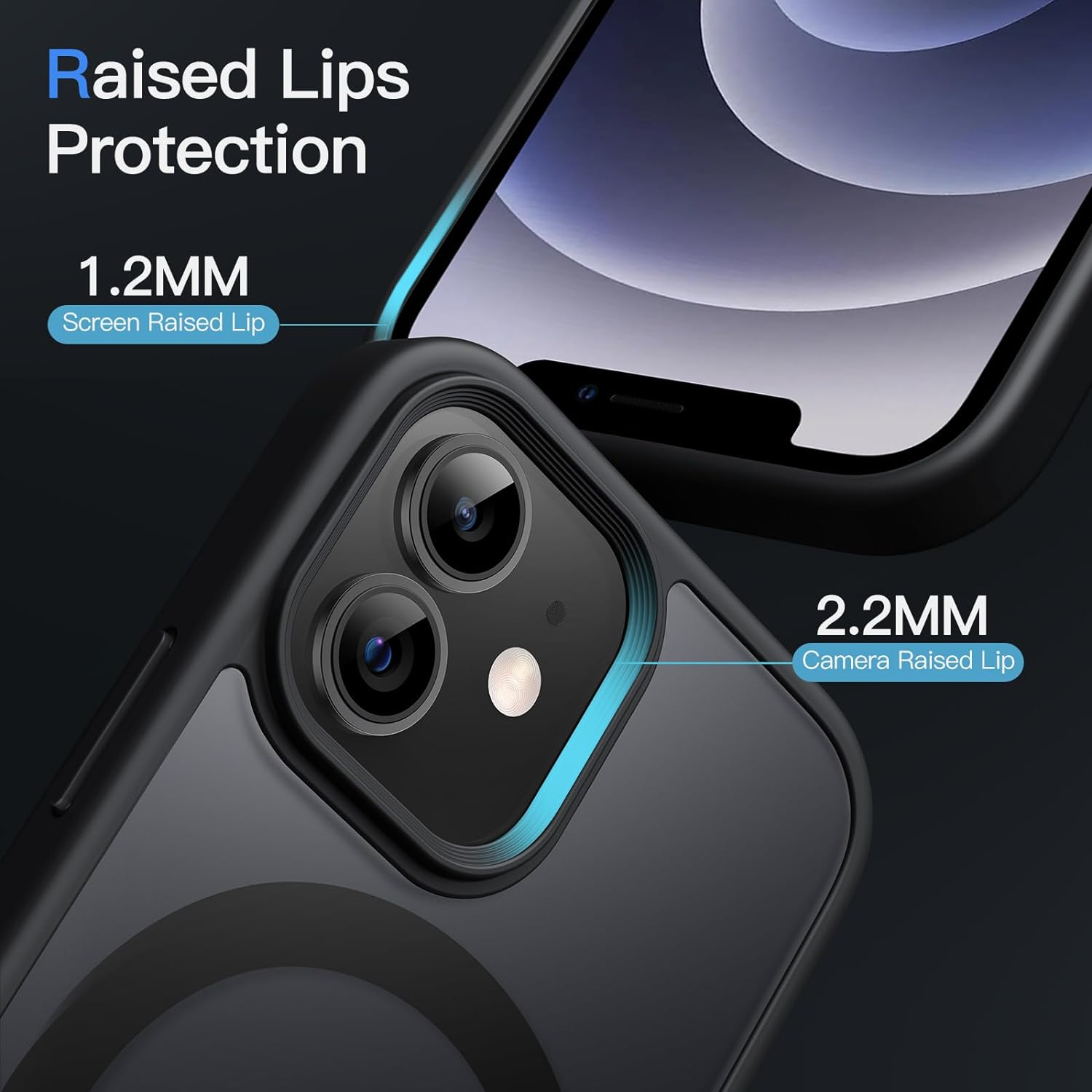 Jetech Magnetic Case for Iphone 12/12 Pro 6.1-Inch Compatible with Magsafe, Translucent Matte Back Slim Shockproof Phone Cover (Black) image number 5