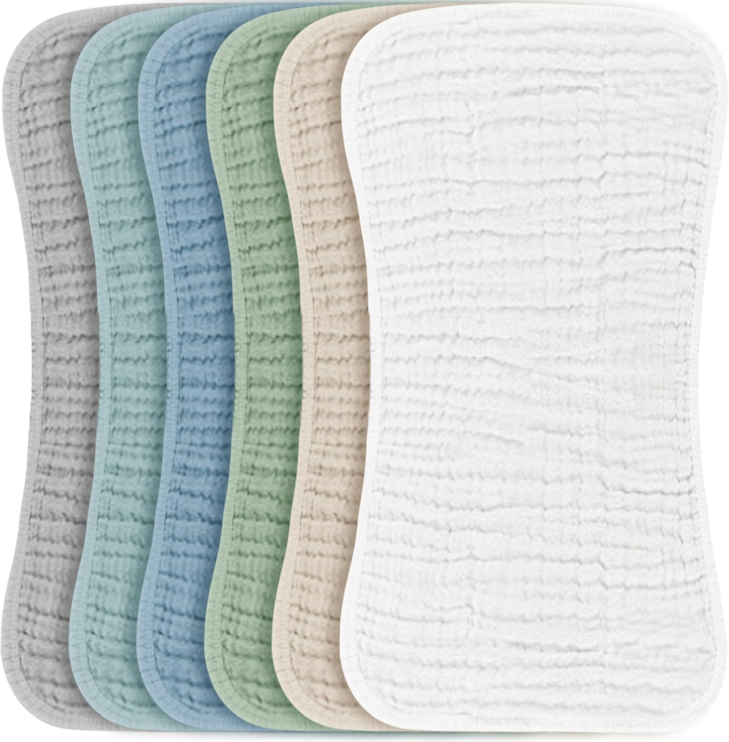 Konssy Muslin Baby Burp Cloths Sets for Unisex- 6 Pack Large 100% Cotton Burping Clothes for Newborn，Baby Girls and Boys - Blue image number 3