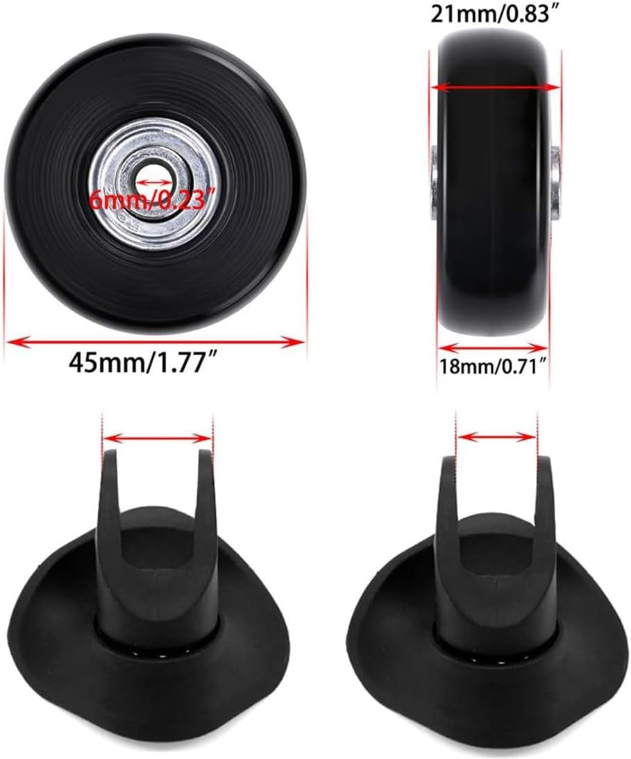 4 Wheels Wear-Resistant Mute Luggage Suitcase Replacement Wheels Rubber Swivel Caster Wheels Repair Kits (45Mm X 18Mm Set of 4) image number 3