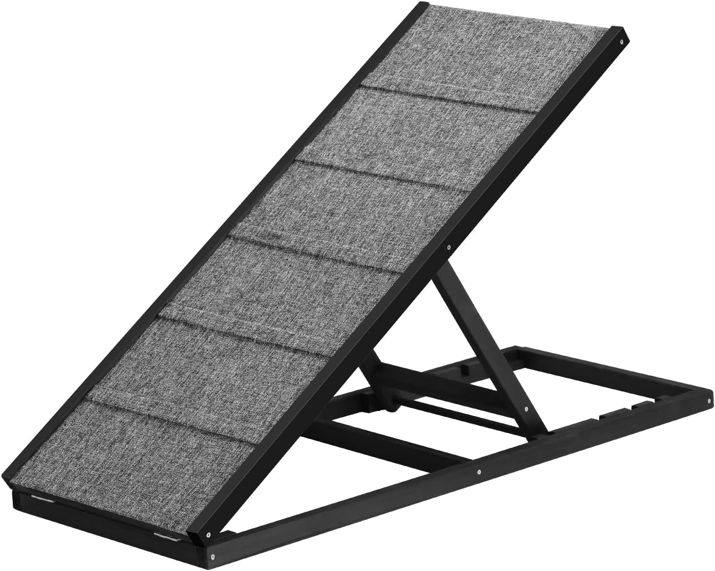 Foldable Dog Ramp, Dogs Stairs with anti Slide Surface, 3 Adjustable Height (33-56Cm), No Assembly Required, Wooden Pet Ramp for Senior Dogs, Cats, Bed Sofa Car, 90X36Cm, Black