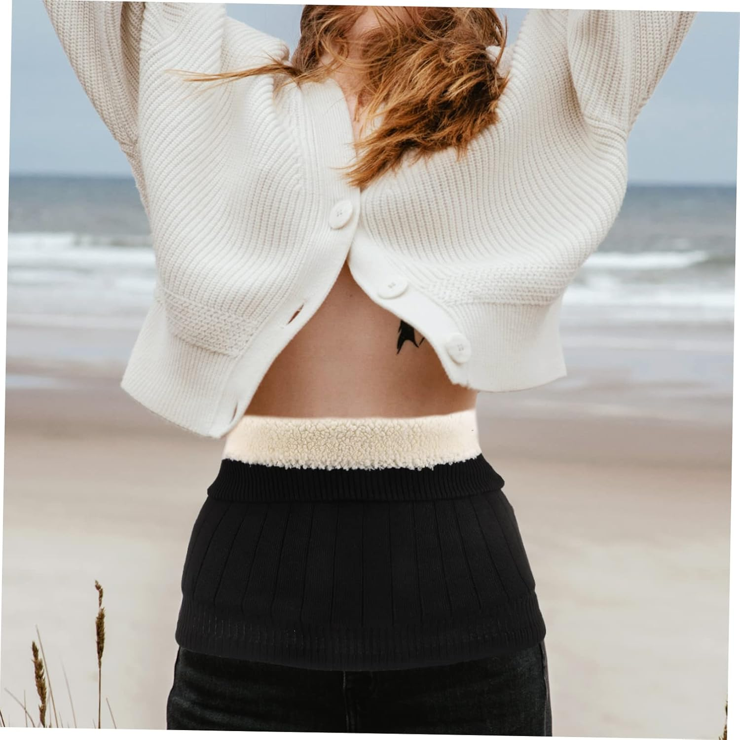 360&deg; Lambswool Kidney Belt Wear-Resistant Waist Support Band Thickened Winter Stomach Wrap Adjustable Waist Protective Strap for Men and Women image number 5