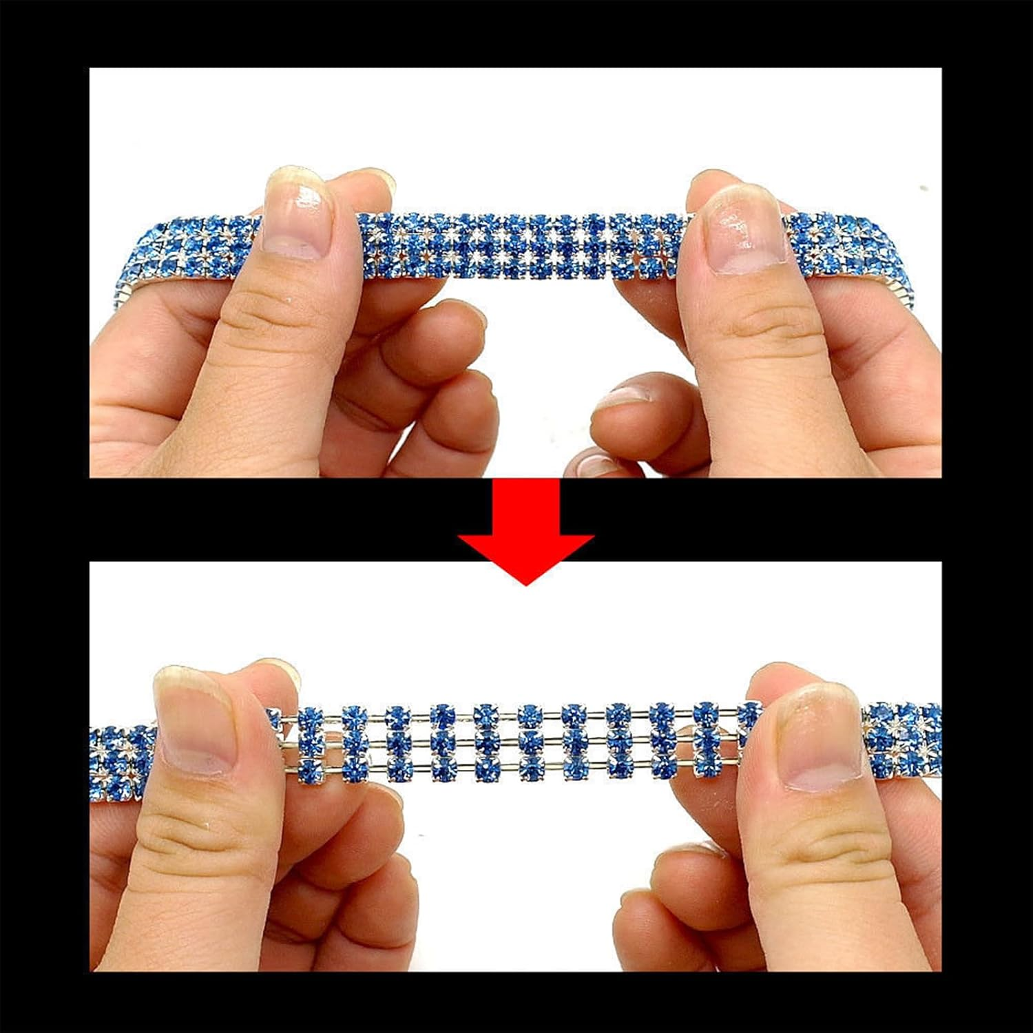 Dog Collar with Diamonds, Small Dog Cat Collar Adjustable Pet Collar Chain Metal Blue Crystal Dog Necklace for Pet Necklace Accessories with Bone Pendant Shiny Puppy Collar for Bulldog (23.5+5Cm) image number 4