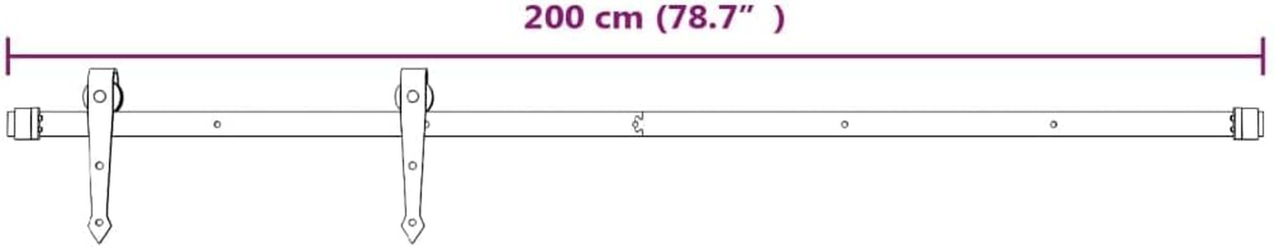 Vidaxl Sliding Door Hardware Kit - 200 Cm Powder-Coated Steel in White - Complete Set with Rails, Rollers, & Other Necessary Fixtures - Max. Load 100 Kg image number 2