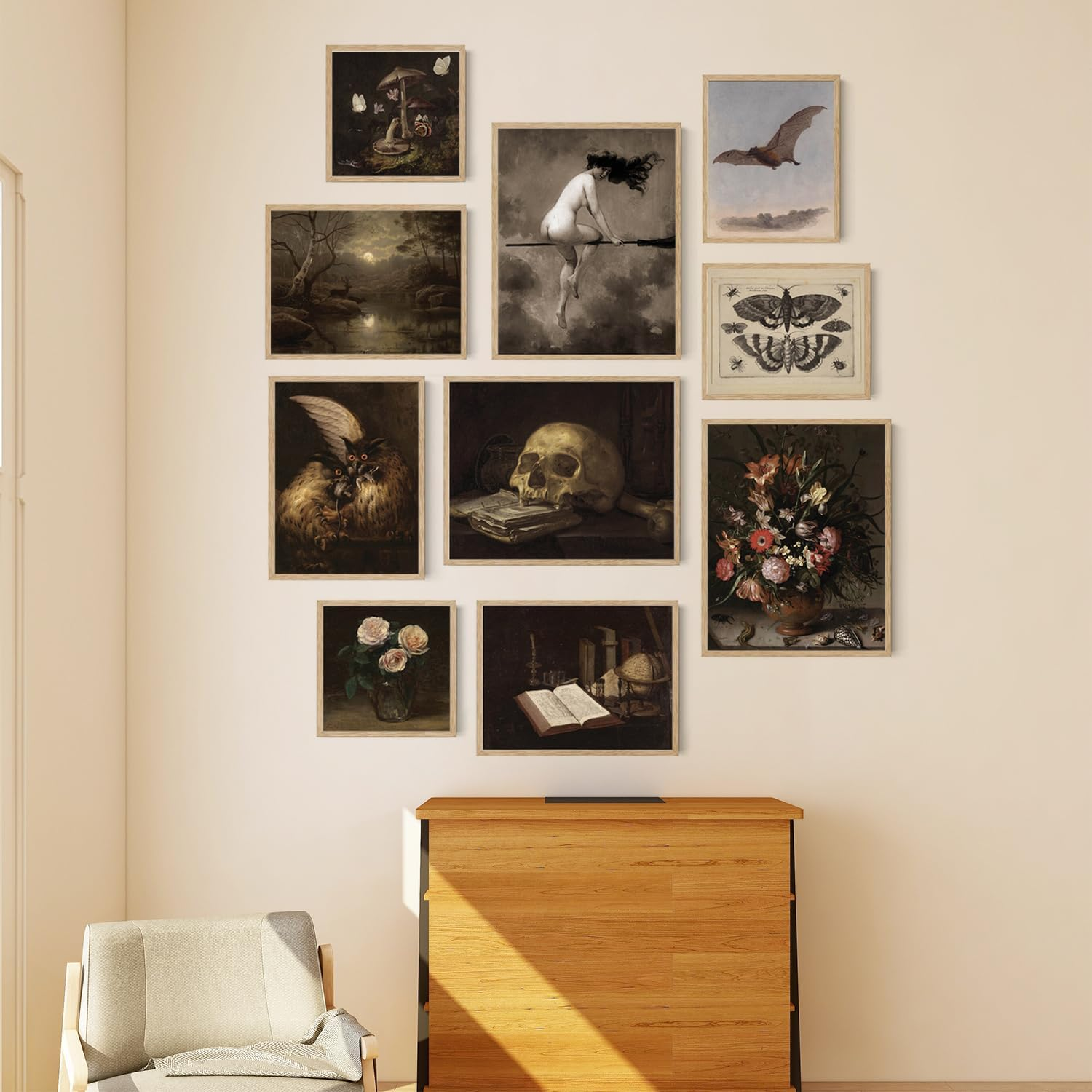 Dark Academia Room Decor Wall Art Prints Set of 10 Vintage Halloween Gothic Witchy Aesthetic Moody Goth Victorian Spooky Gallery Wall Decor for Home Bedroom Bathroom (UNFRAMED) image number 4