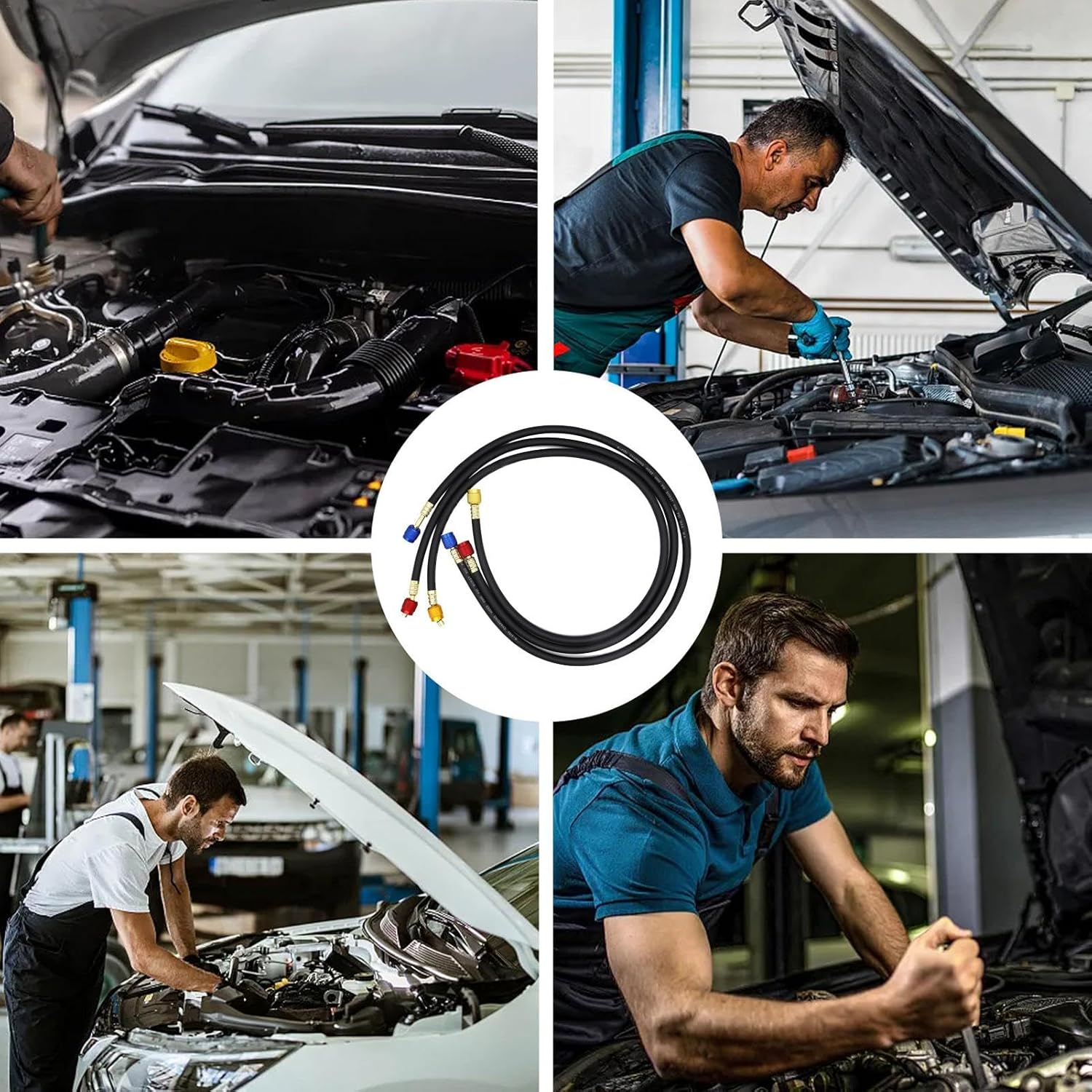 HVAC Charging Hose,Kit for Air Condition Refrigerant Charging | Thread Design Air Conditioning Maintenance Tool for Rvs, Trucks, and Suvs