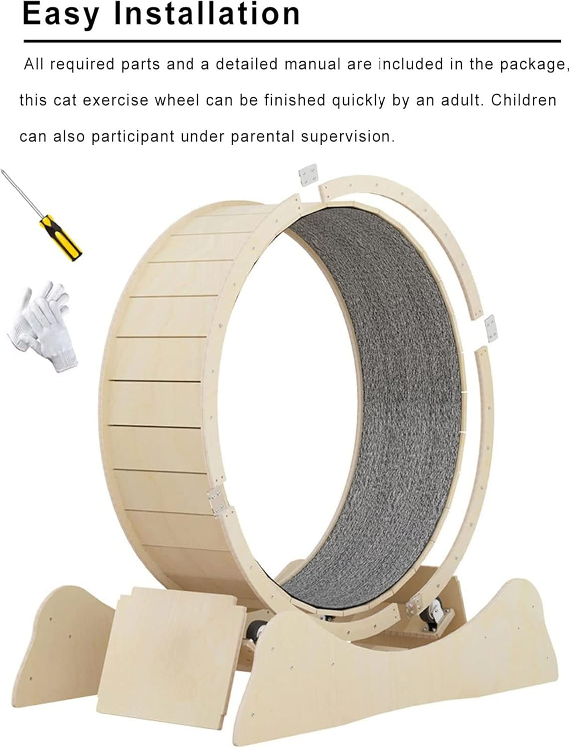 Cat Exercise Wheel,Running,Spinning,And Scratching Fun,Cat Spinning Wheel,Cat Treadmill with Carpeted Runway,Kitty Cat Sport Toy,Great for Physical Activity and Reducing Boredom,Pink-S image number 3