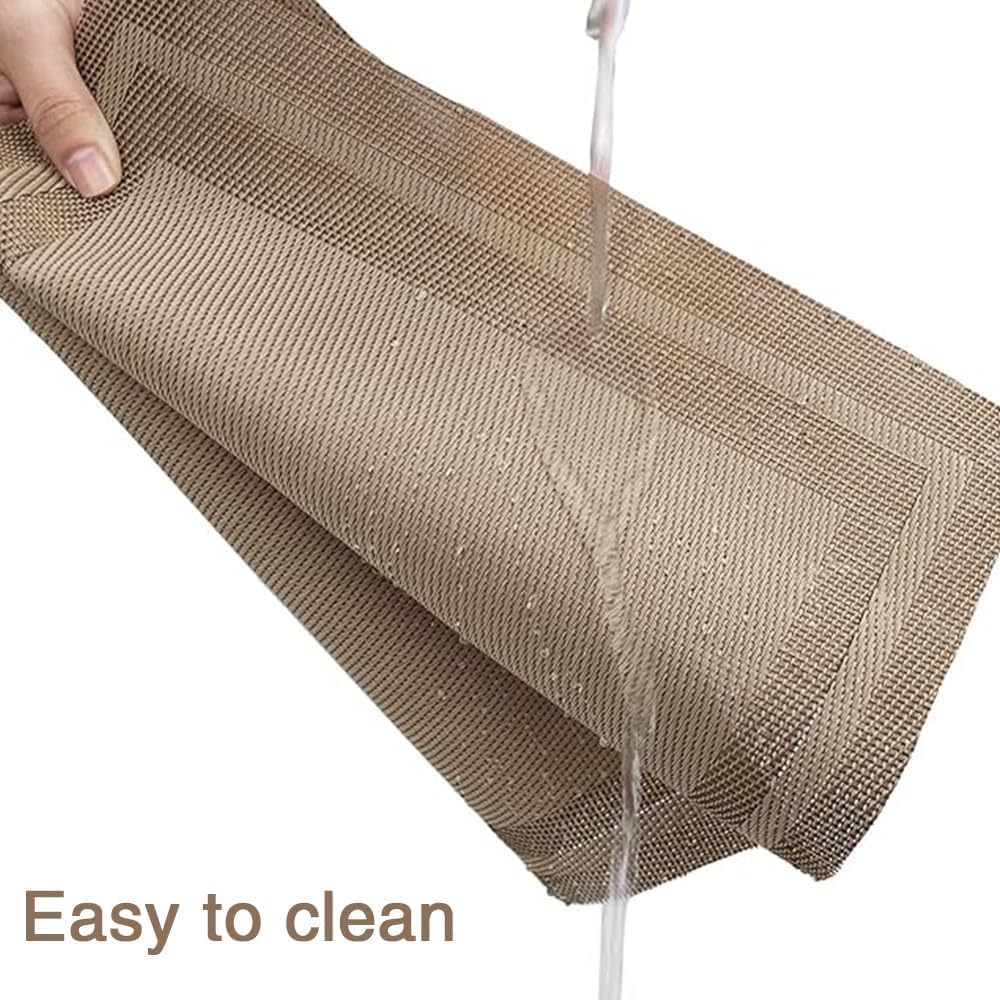6 Piece Placemats, 11.8 X 13.7 Inches Non-Slip Crossweave Woven Vinyl Insulation Place Mat, Waterproof Washable Kitchen Table Mats for Restaurants Party Decoration (Champagne) image number 4