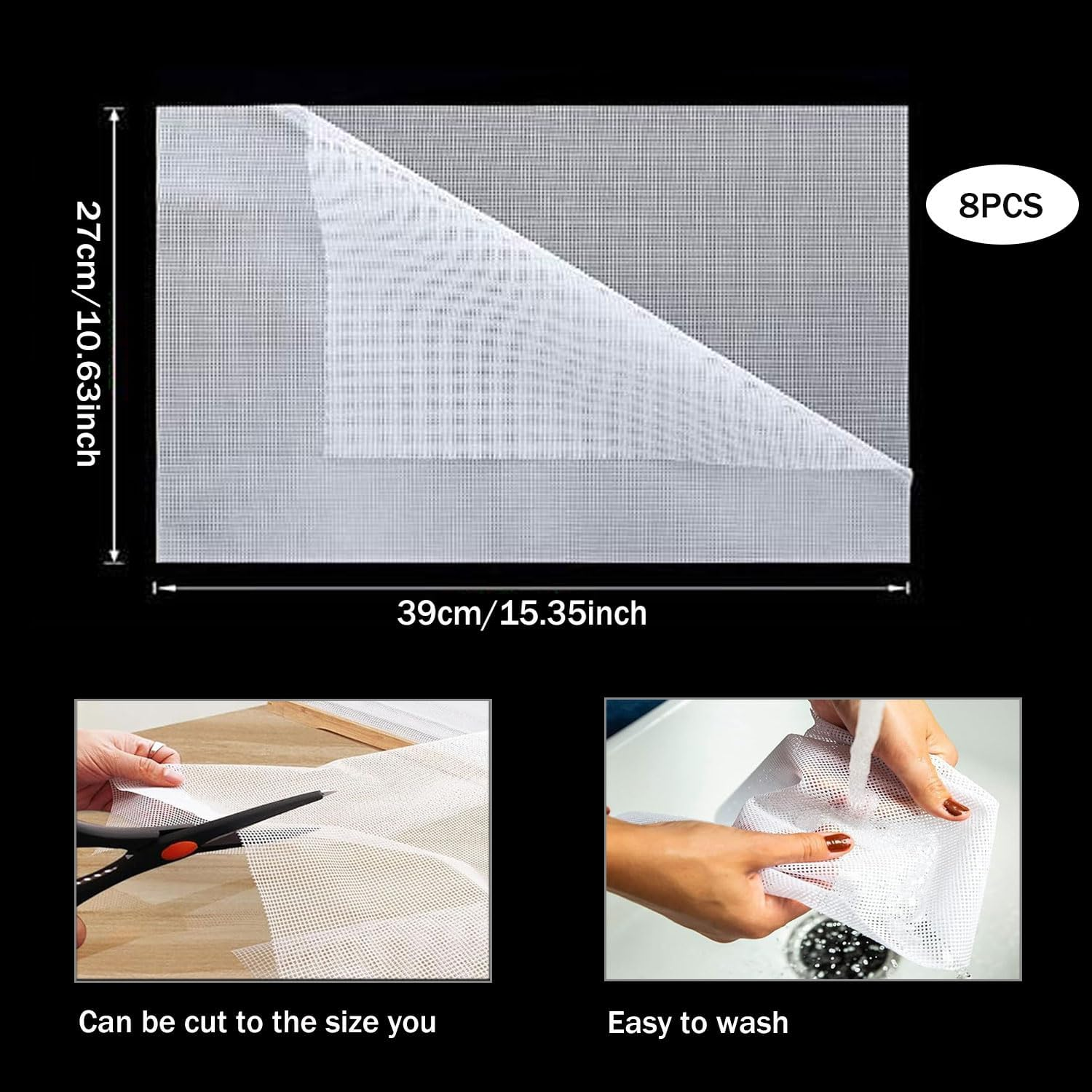 8Pcs Food Fruit Dryer, Silicone Dehydrator Sheets, Steamer Mesh Mats for Food Dehydrator and Freeze Dryer, Reusable Non Stick Fruit Dehydrator Sheets, Dehydrator Tray Liner, Baking Mats image number 1