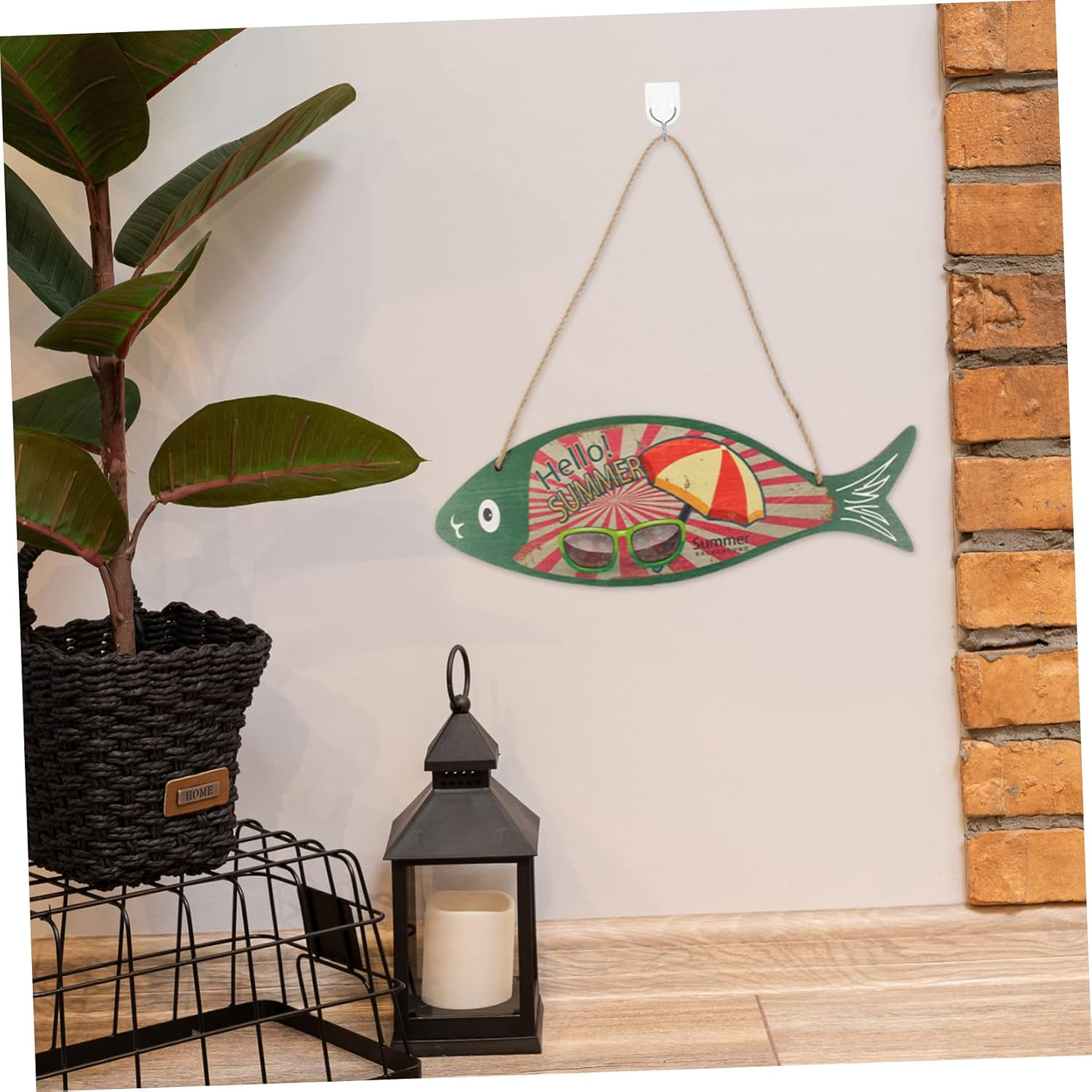 TOPPERFUN Wooden Fish Pendant for Hawaii Party Beach Decor Nordic Style Hanging Fish Ornament Rustic Home Wall Decor image number 5