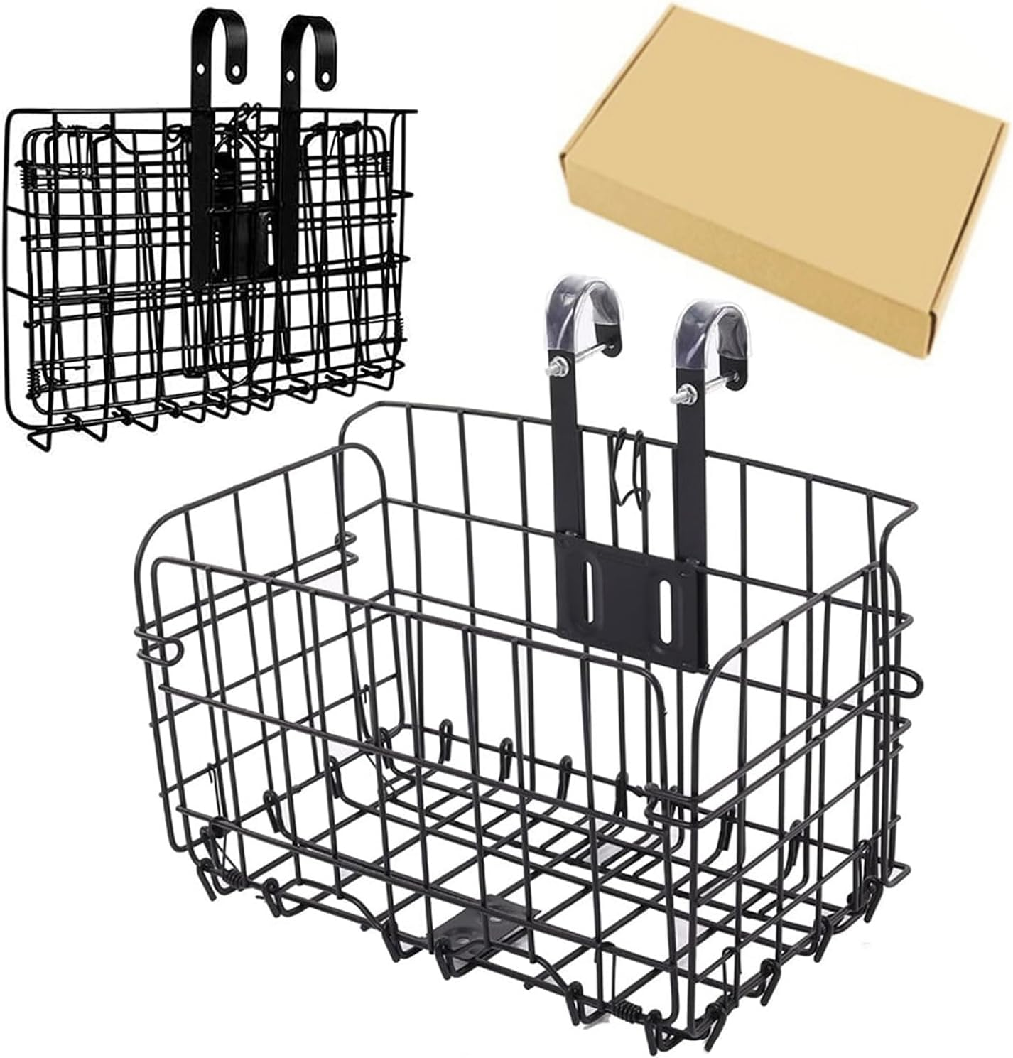 Folding Bike Front Basket, Detachable Universal Bike Basket with Handles, Rust &Water Proof Cargo Basket for Bike, Metal Bicycle Basket for Commuter Grocery Shopping Picnic, Easy Installation image number 5