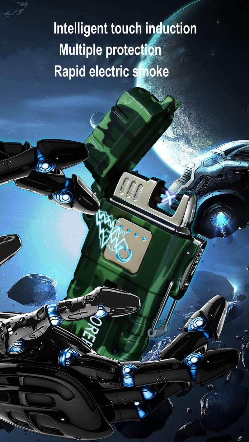 USB Rechargeable Dual Arc Plasma Lighter - Windproof Waterproof Flameless Electric Lighter for Camping, Hiking, Survival Tactical