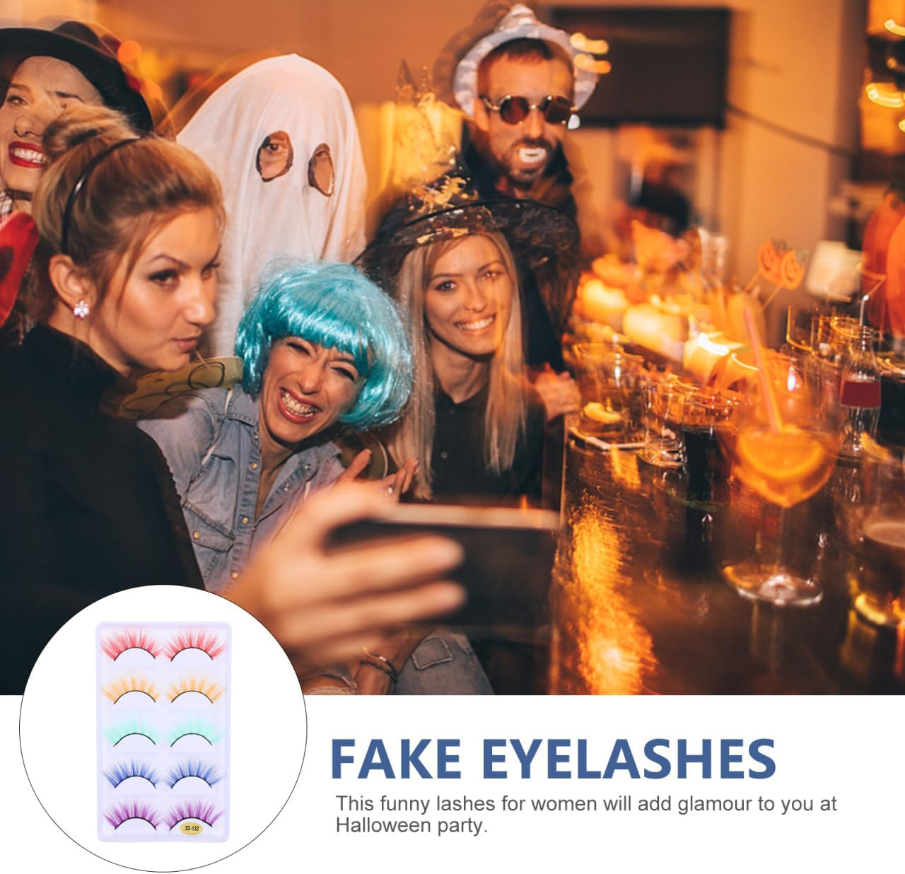 3D False Eyelashes - Assorted Color Fiber Makeup Lashes for Halloween Cosplay and Daily Wear Thick Volume Comfortable Fit image number 1