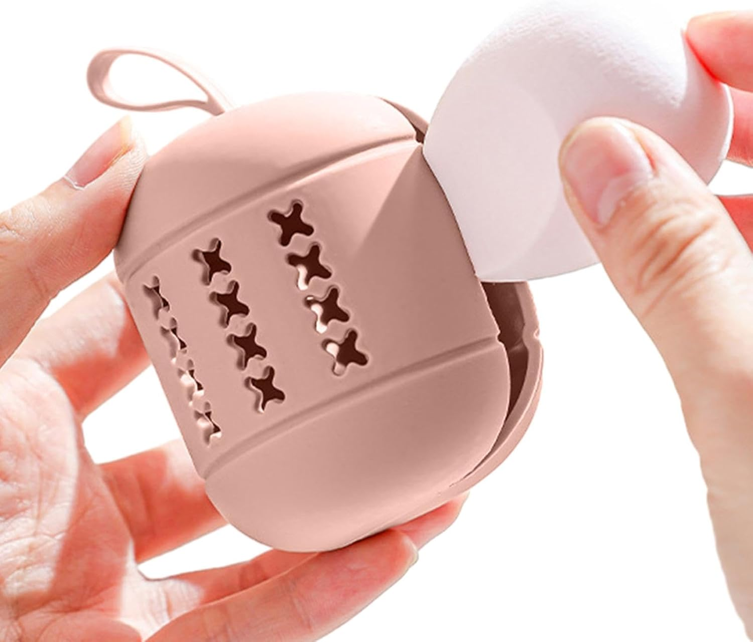 Makeup Sponge Holder, Beauty Sponge Case | Double Sided Breathable Silicone Powder Puff Holder, Cosmetic Sponge Container for Any Sponge