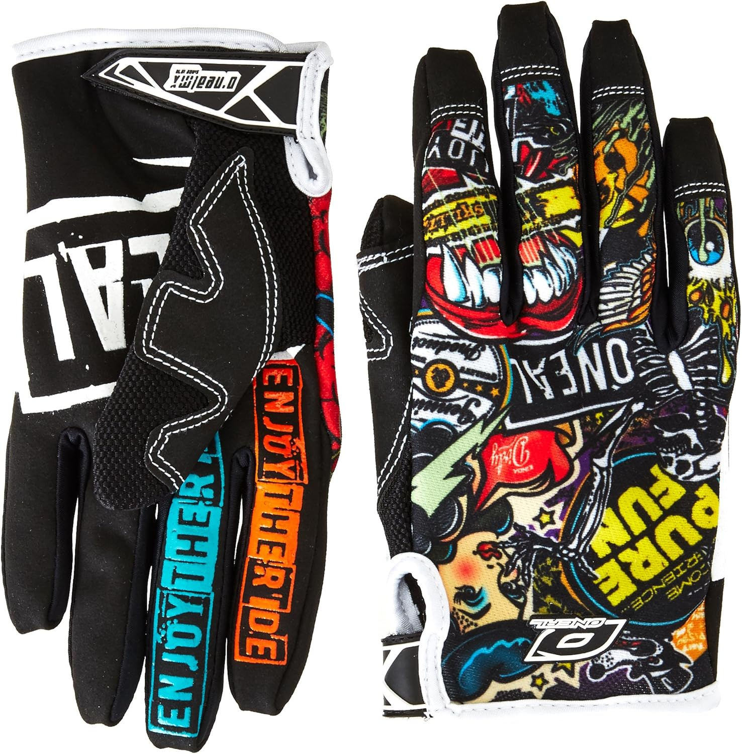 O'Neal 0385-129 Jump Gloves with Crank Graphic (Black/Multicolor, Size 9) image number 4
