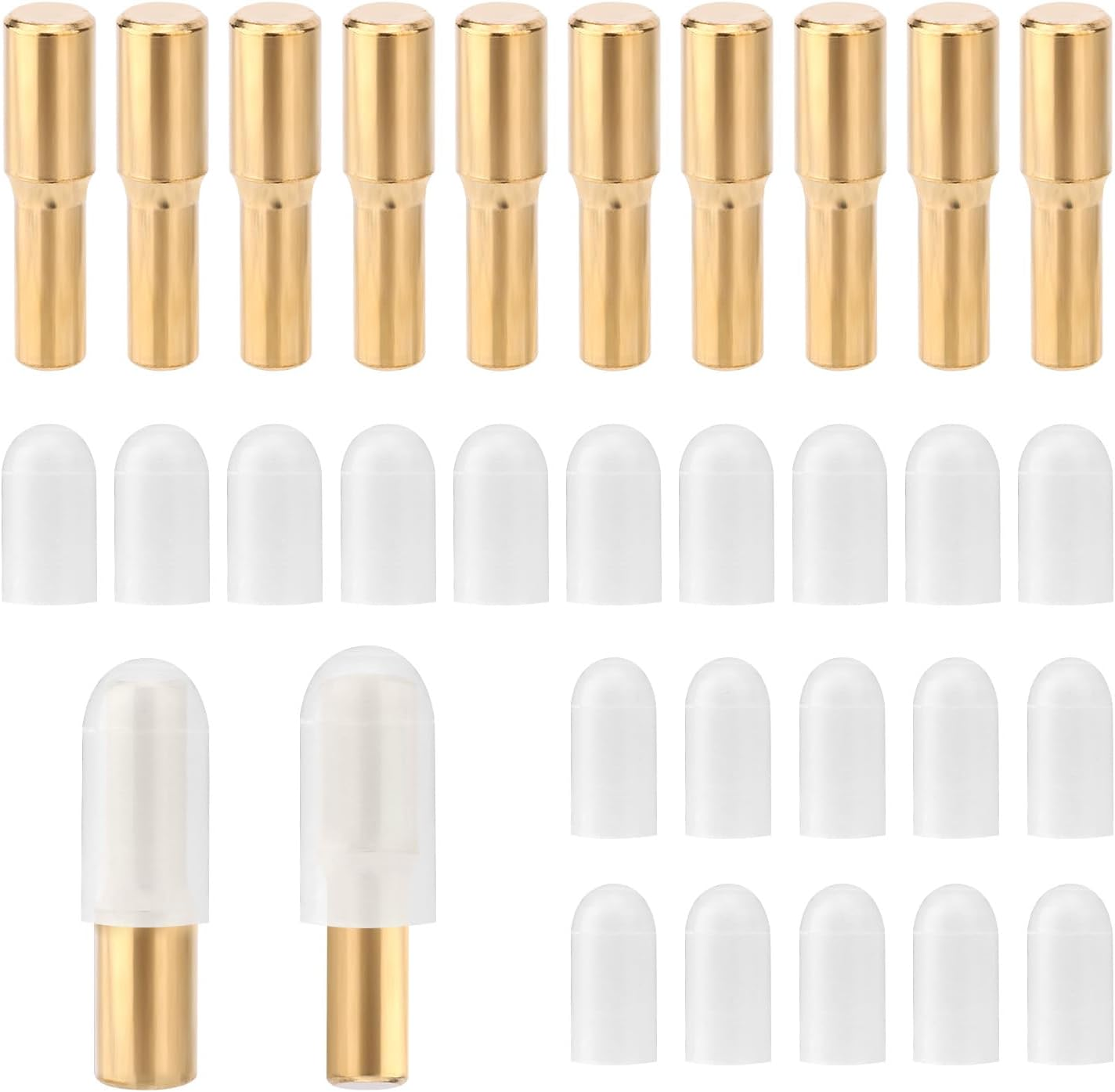 10Pcs Shelf Pegs, 5Mm 1/4 Inch Brass Shelf Support Pegs with 20 Anti-Slip Silicone Covers Bookcase Shelf Pins Cabinet Shelf Pegs for Bookshelf Wood Glass Boards image number 4