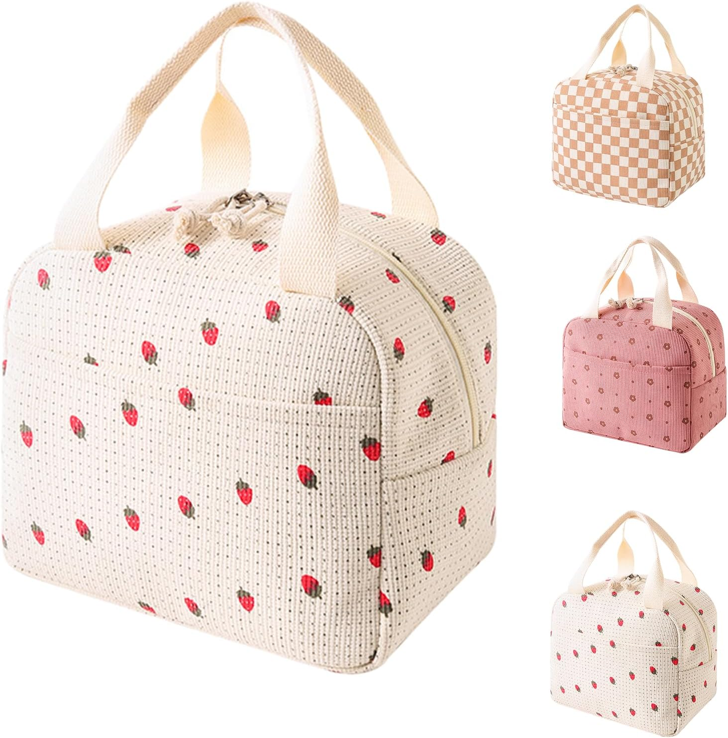 Lylilidy Insulated Lunch Bag Women, Large Pack Lunch Bags, Lunch Bags Cooler Tote for Kids, Leakproof Ladies Bento Bag for Work, School, Picnic(Coffee Check)