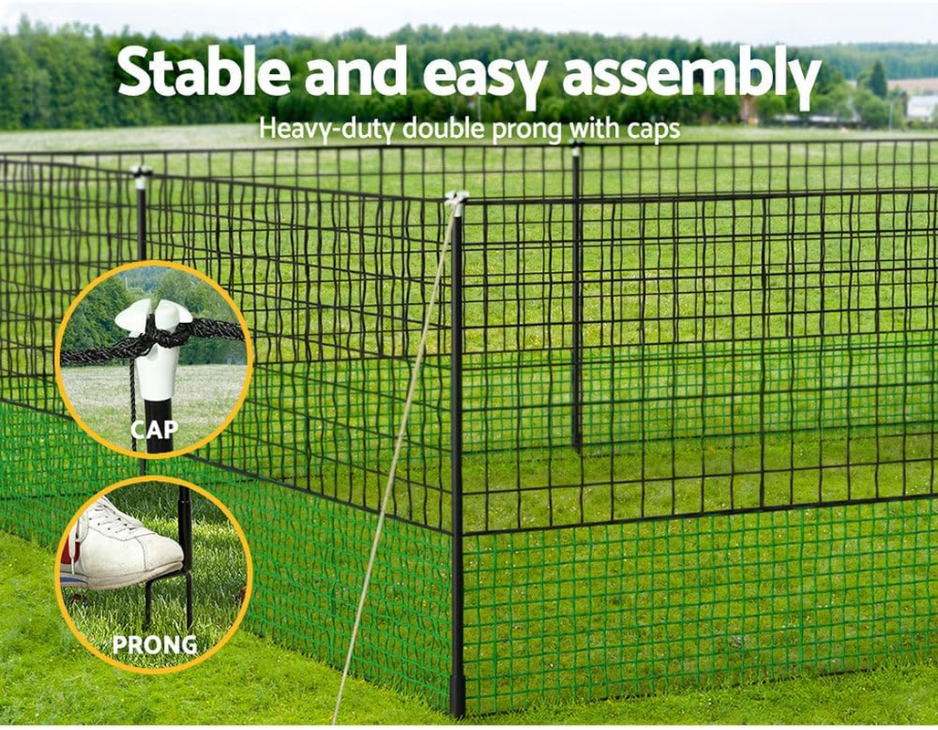 I.Pet Chicken Fence, 2500 X125Cm Electric Wire Poultry Fencing Mesh Chickens Coop Cage Rabbit Hutch Pet Enclosure Duck Goose House Animal Barrier, Lightweight Heavy Duty Double Prong with Caps Black