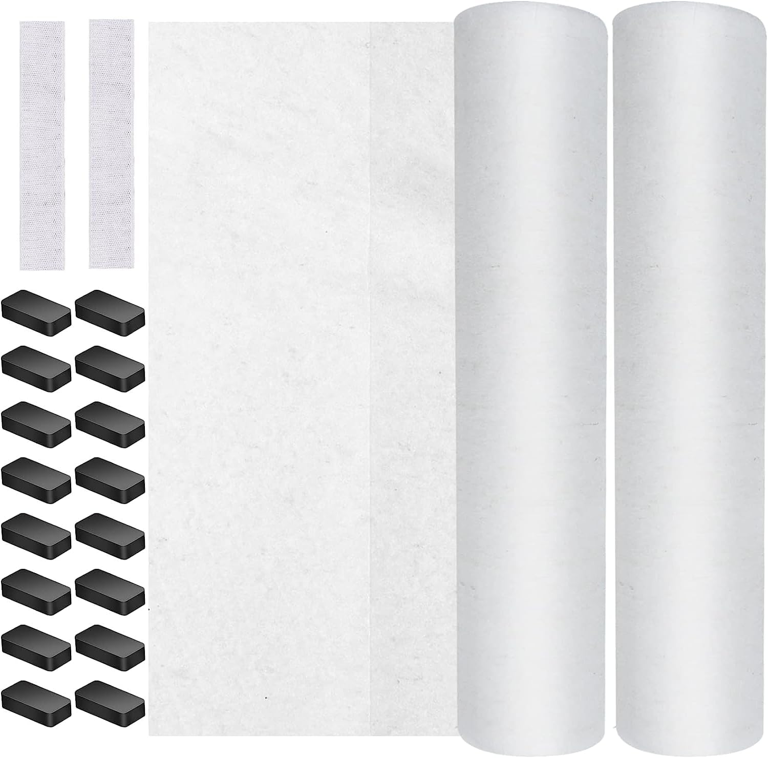 Range Hood Filters, Nonwoven Fabric Range Hood Replacement Filter with Adhesive Strips and Magnetic Block, anti Oil Filter Paper for Kitchen (2*Range Hood Filters 2*Adhesive Strips 16*Magnetic Blocks)