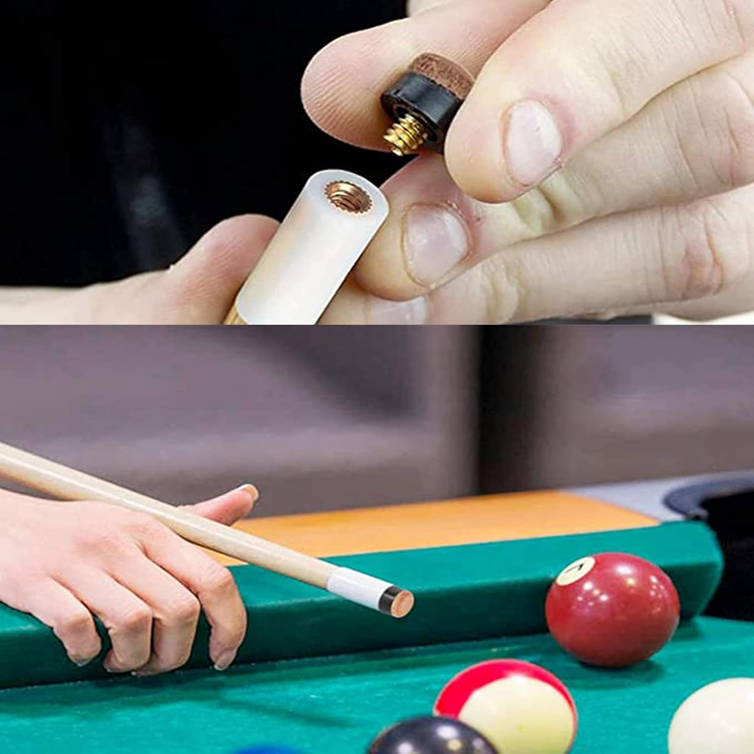 10 Pcs Screw on Tips 10 Mm Replacement Cue Tips for Pool Cues and Snooker， Pool Cue Tips Hard Leather Screw-On Tips for Pool Cues and Snooker(Brown) image number 1