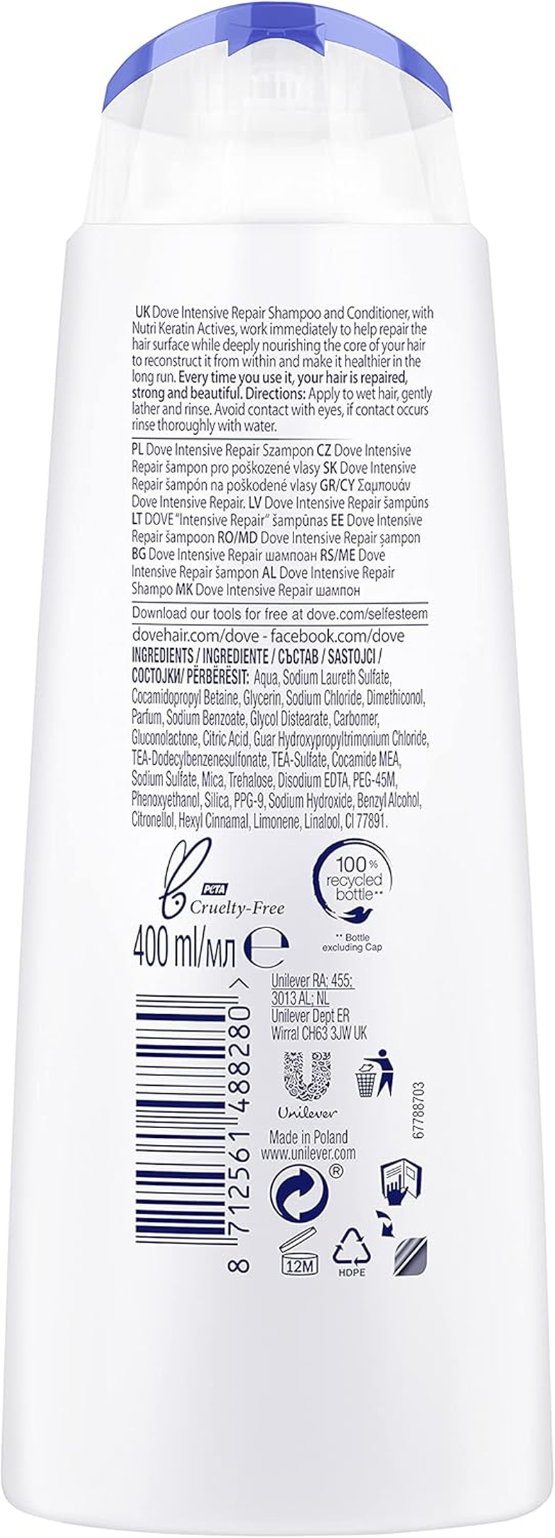 Dove Intensive Repair Shampoo 400Ml image number 4
